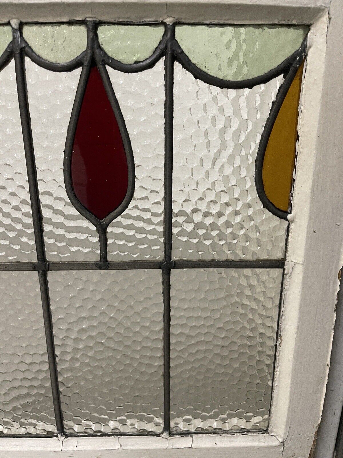 Reclaimed Leaded Light Stained Glass Window Panel 430 x 505mm