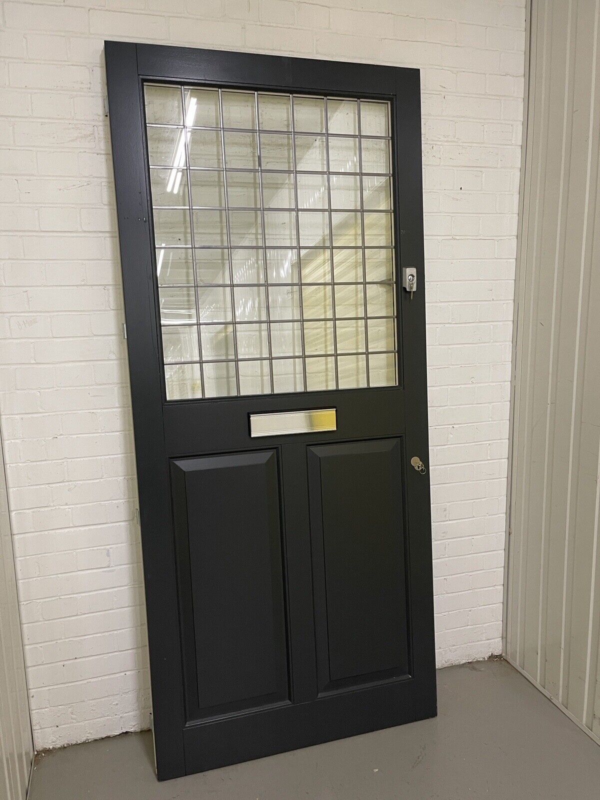 Reclaimed Style Wooden Bespoke Hardwood Leaded Light Front Door 2210 x 980mm