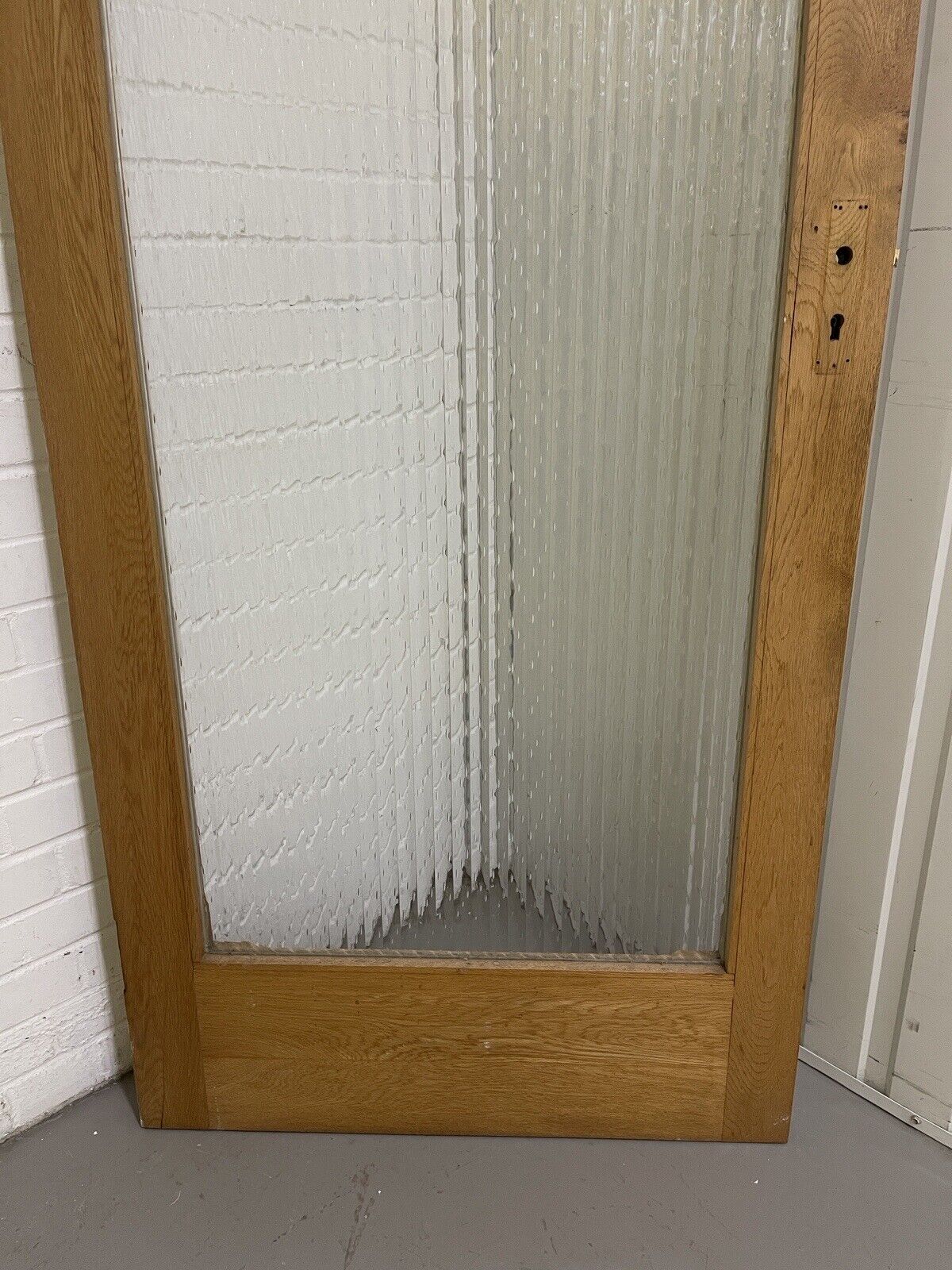 Reclaimed  Reeded Glass Internal Arts and Craft Door 1960 or 1970 x 835mm