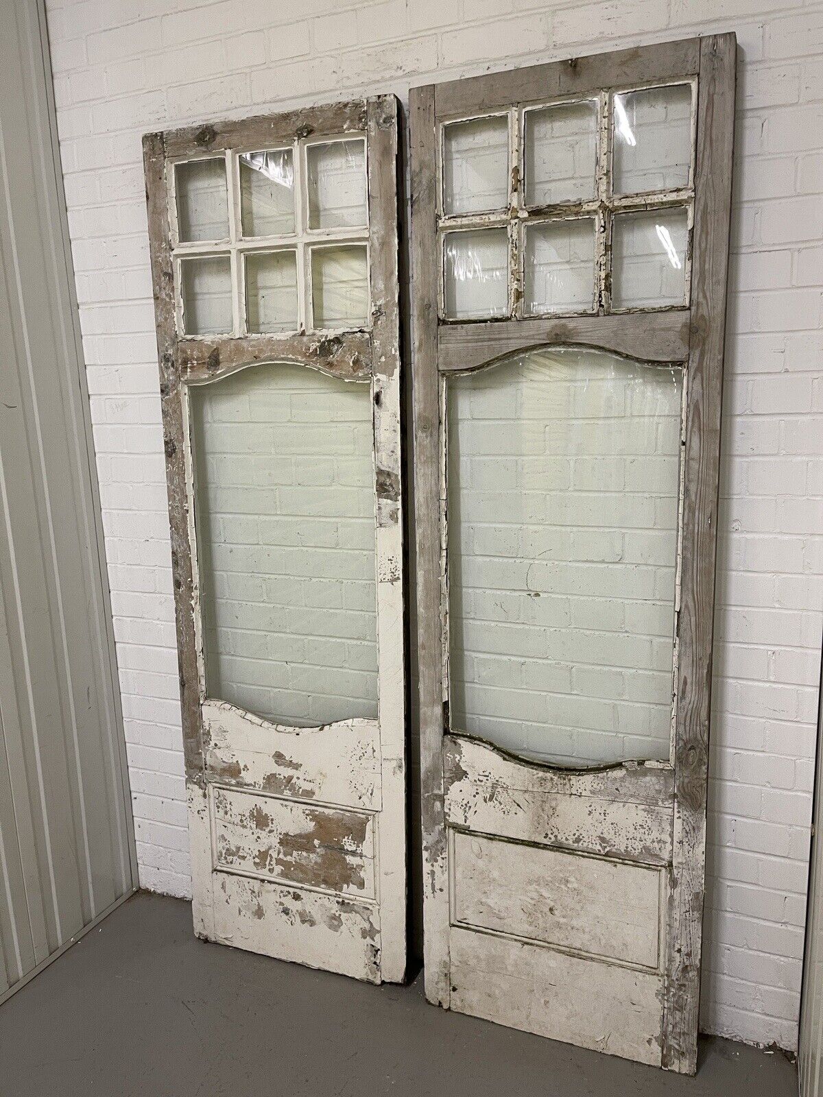 Reclaimed Georgian French Single Panel Glass Wooden Double Doors 2040 x 1245mm