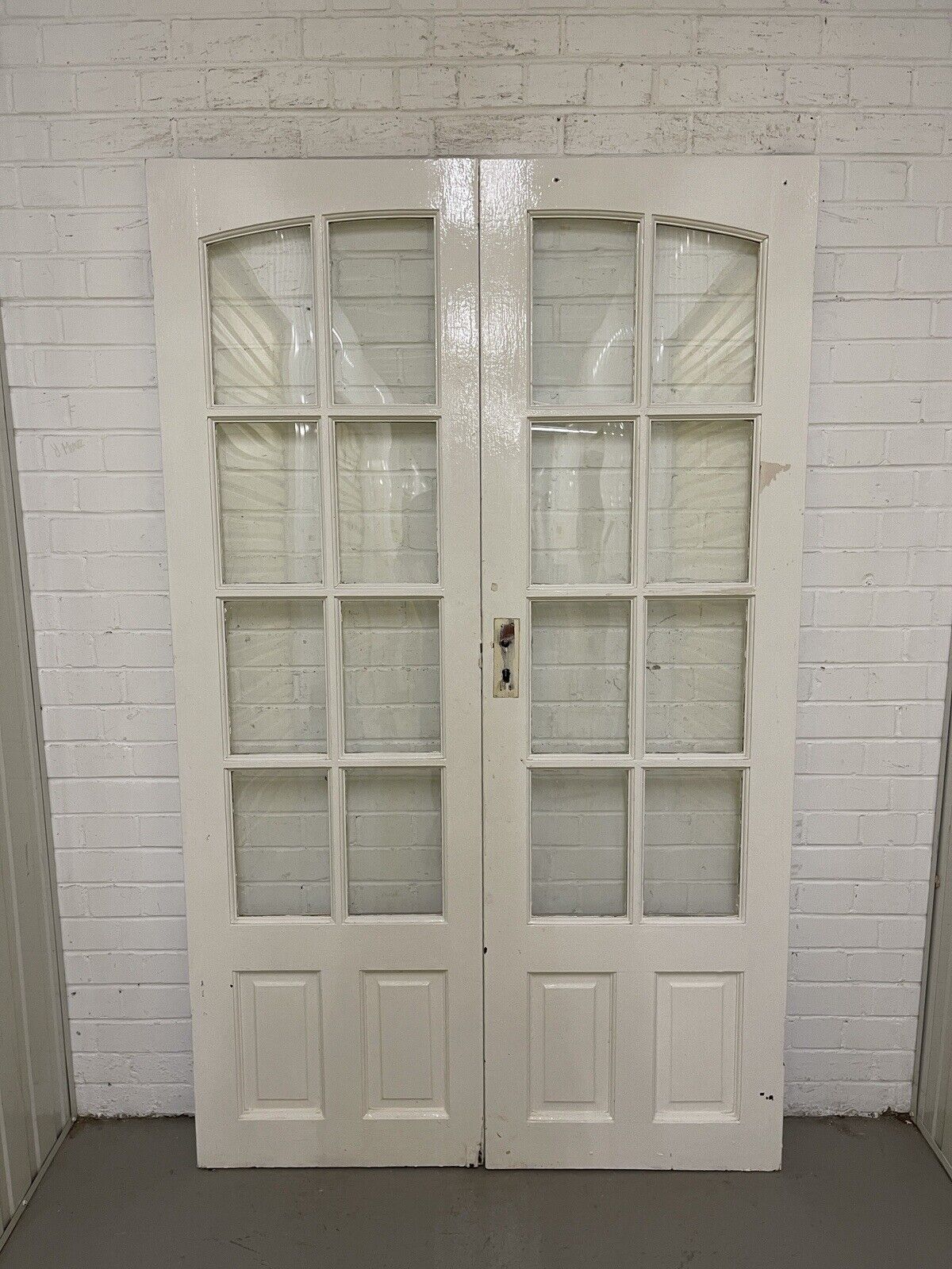Reclaimed Old Georgian French Single Panel Glass Wooden Double Doors 1915 x 1170