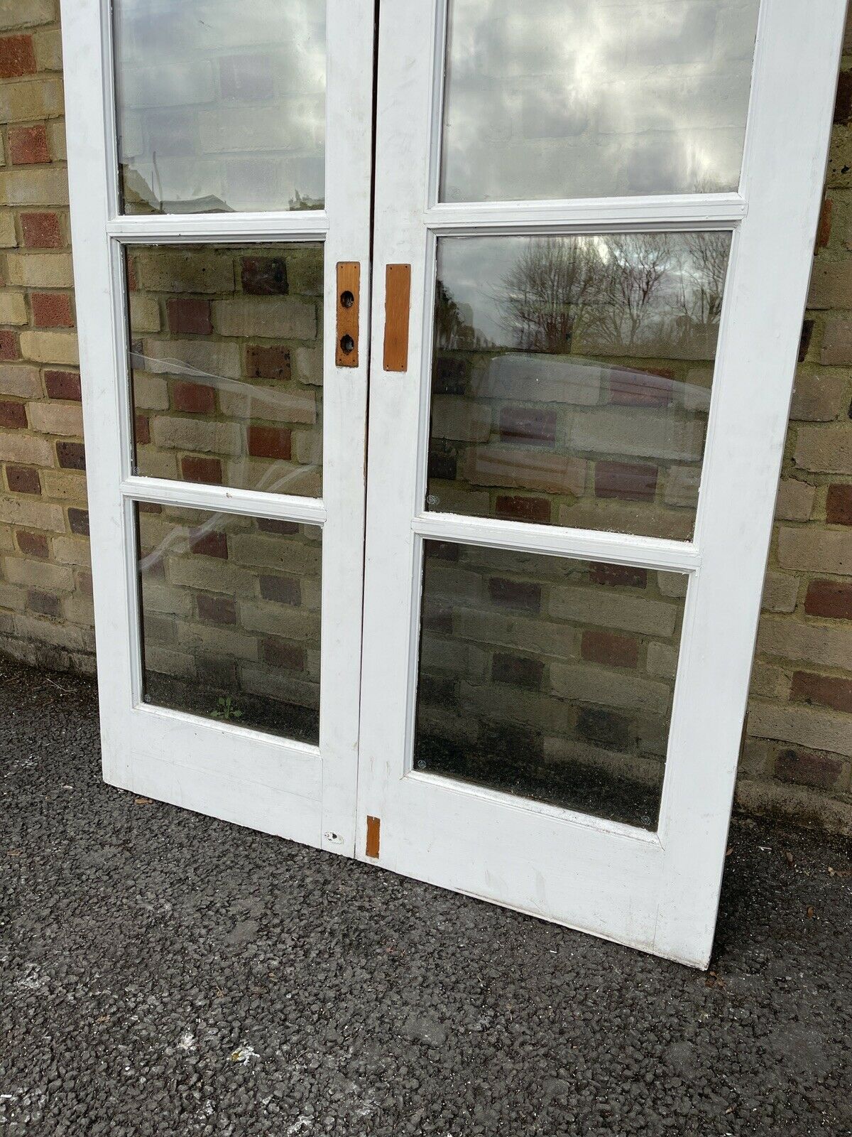 Reclaimed French Double Glazed Wooden Inter-locking Double Doors 1980mm x 1170mm