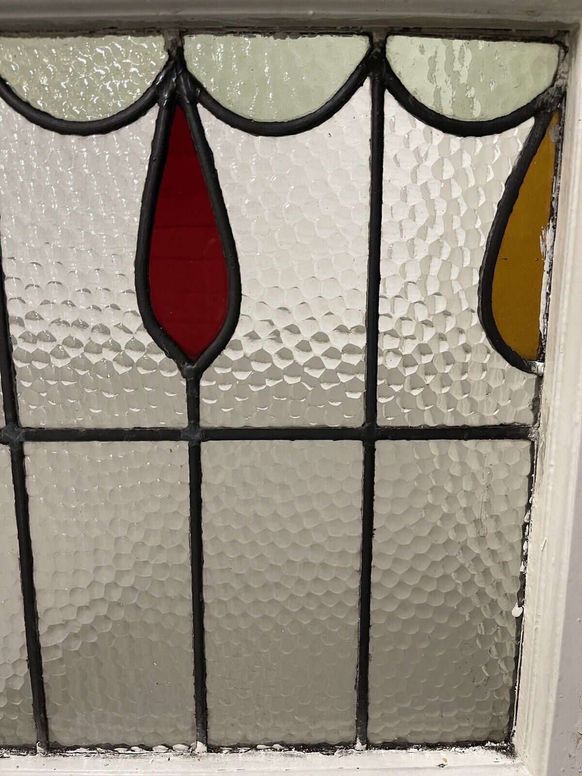 Reclaimed Leaded Light Stained Glass Window Panel 465 x 500mm