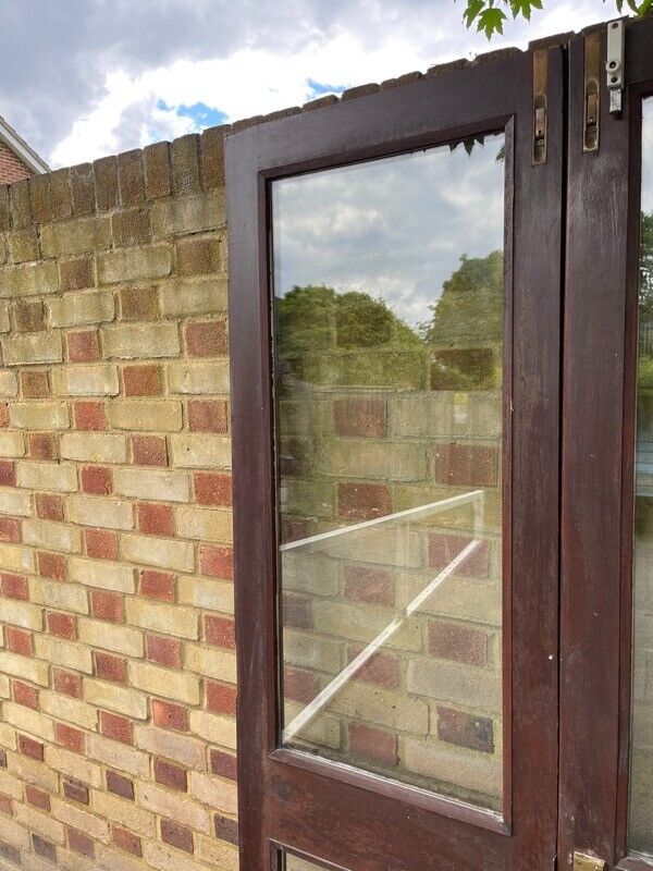 Reclaimed Old French Double Glazed Glass Wooden Double Doors 1160 x 2000mm