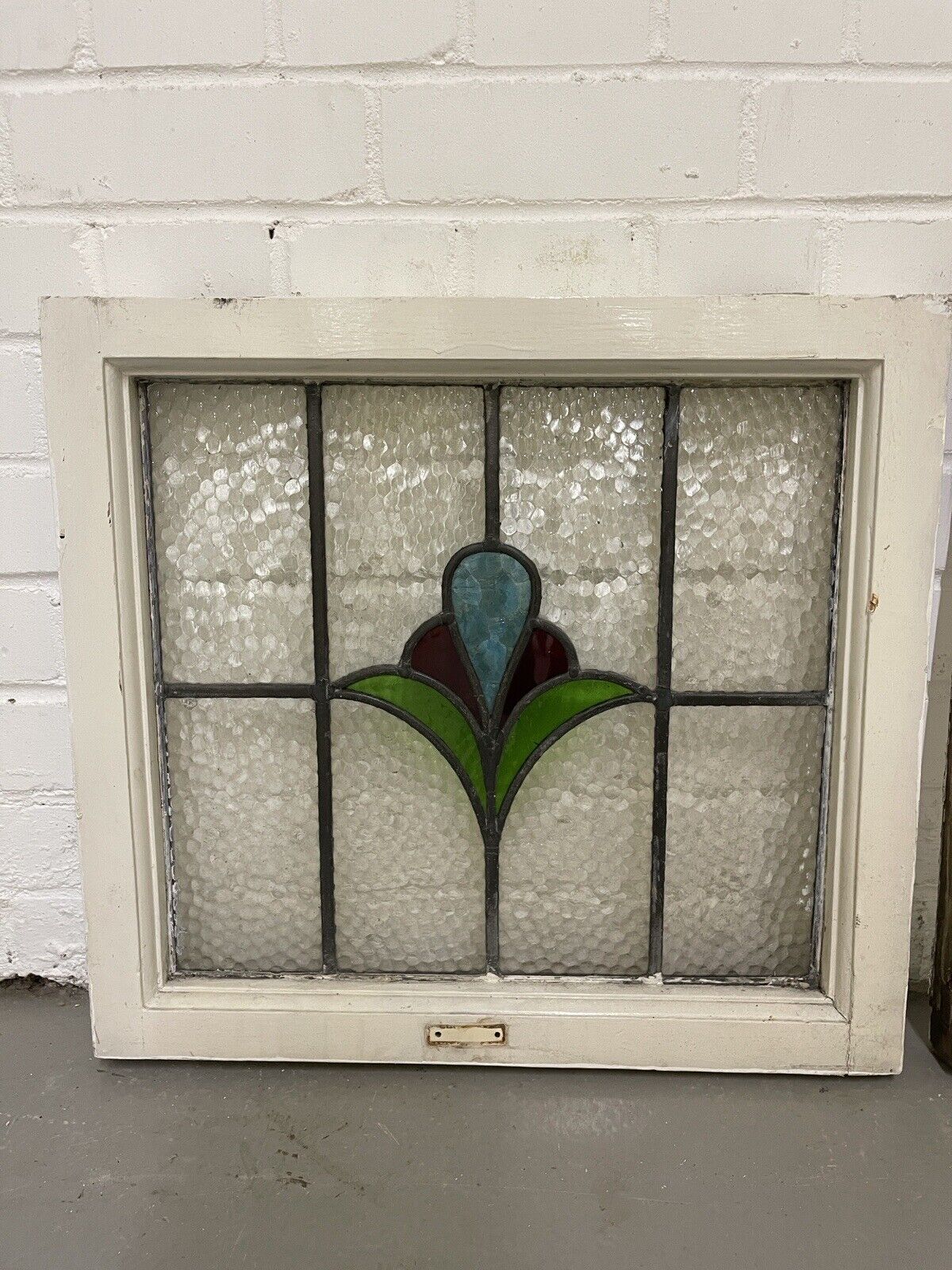 Reclaimed Leaded Light Stained Glass Art Nouveau Wooden Window Panel
