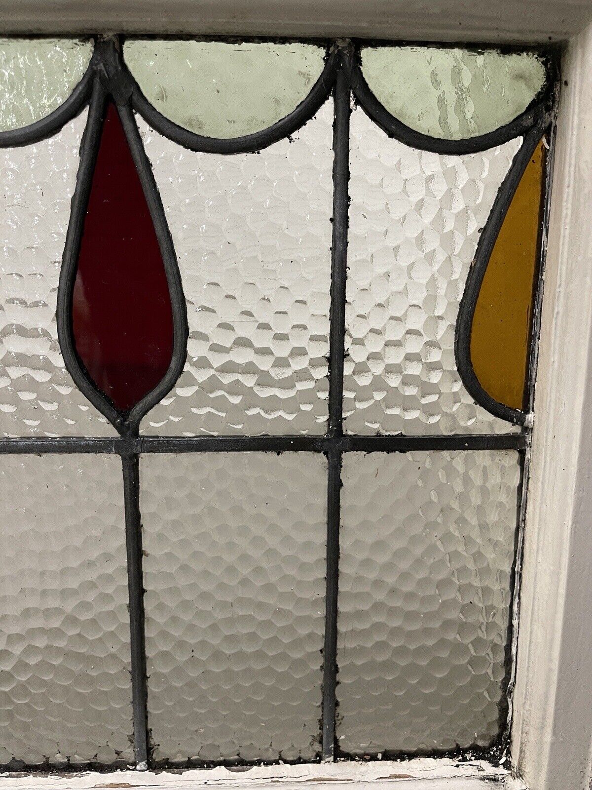 Reclaimed Leaded Light Stained Glass Window Panel 470 x 455mm