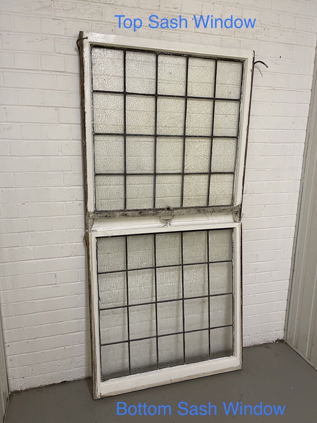 Pair Of Reclaimed Matching Leaded Light Panel Wooden Windows 952 x 917