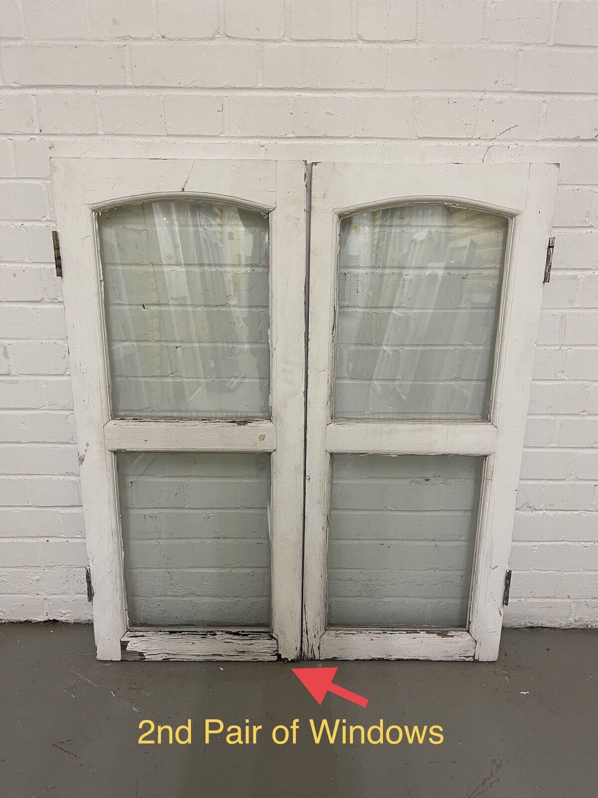 Two Pairs Of French Arch Double Glazed Wooden Windows 1040 x 895mm 1040 x 895mm