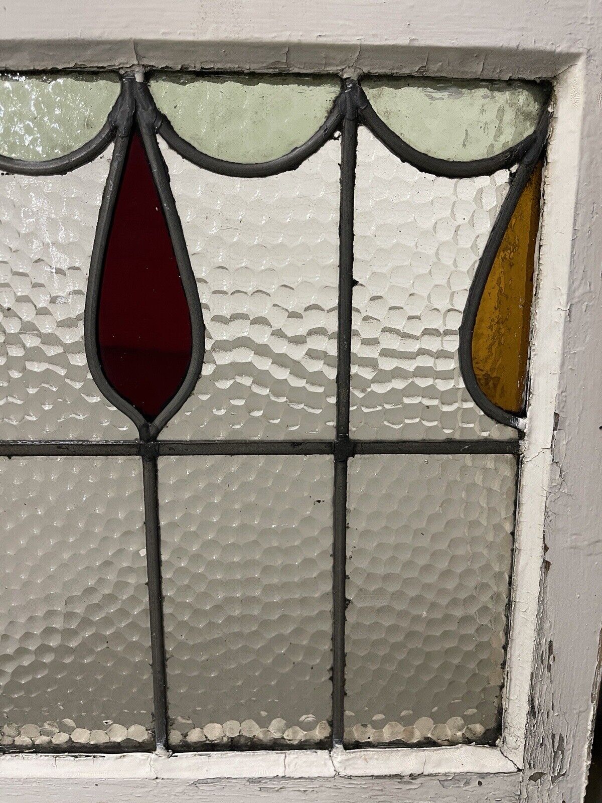 Reclaimed Leaded Light Stained Glass Window Panel 470 x 455mm