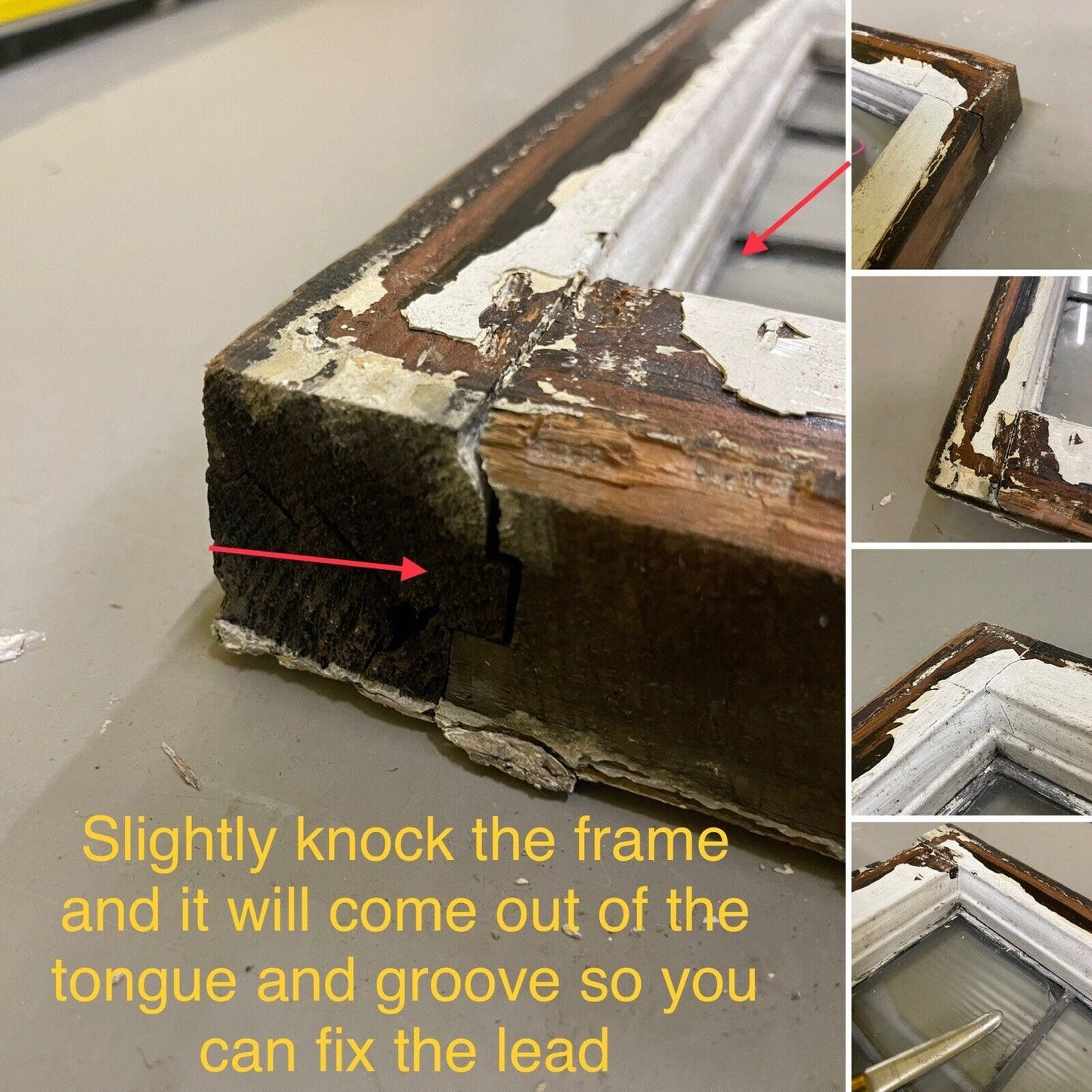 Reclaimed Leaded Light Panel Wooden Windows 410 x 520mm