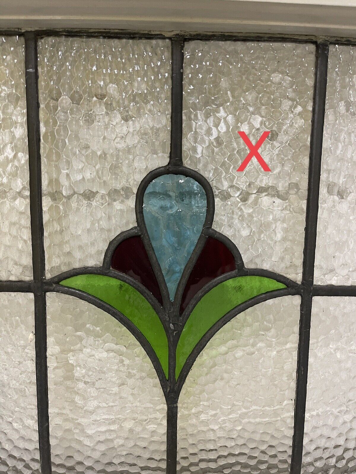 Reclaimed Leaded Light Stained Glass Art Nouveau Wooden Window Panel