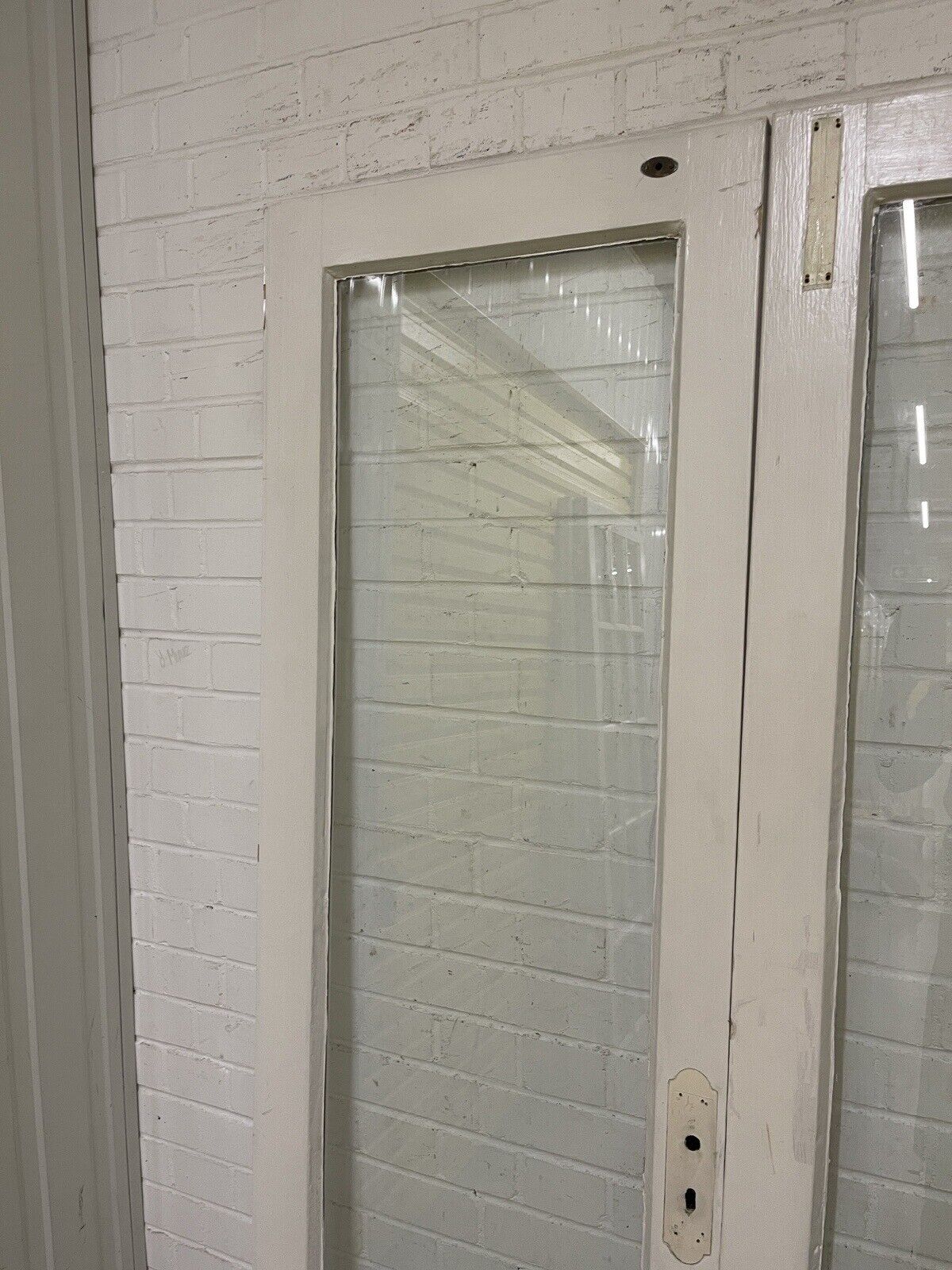 Reclaimed Georgian French Single Panel Glass Wooden Double Doors 1980 x 1170mm