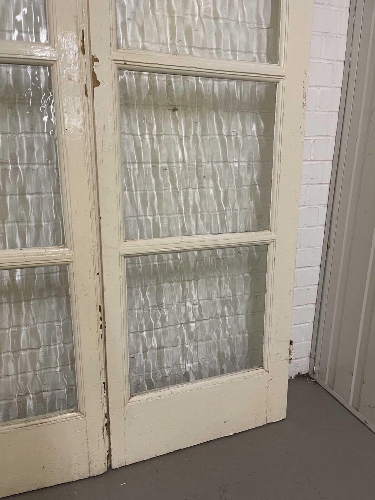 Reclaimed Georgian French Single Panel Glass Wooden Double Doors 2068 x 1210mm
