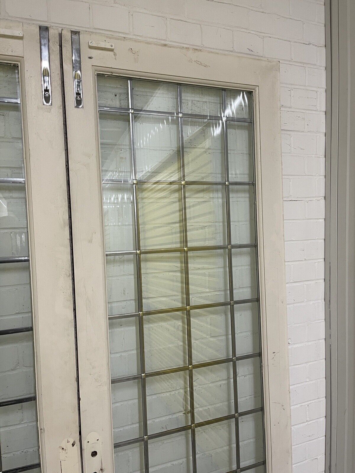 Reclaimed French Double Glazed Leaded Glass Wooden Double Doors 2125 x 1370mm