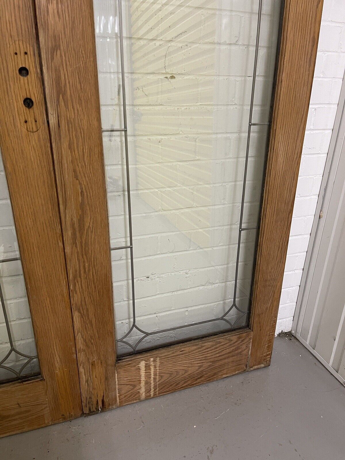 Reclaimed Old Oak French Double Glazed Glass Wooden Double Doors 1995 x 1380mm