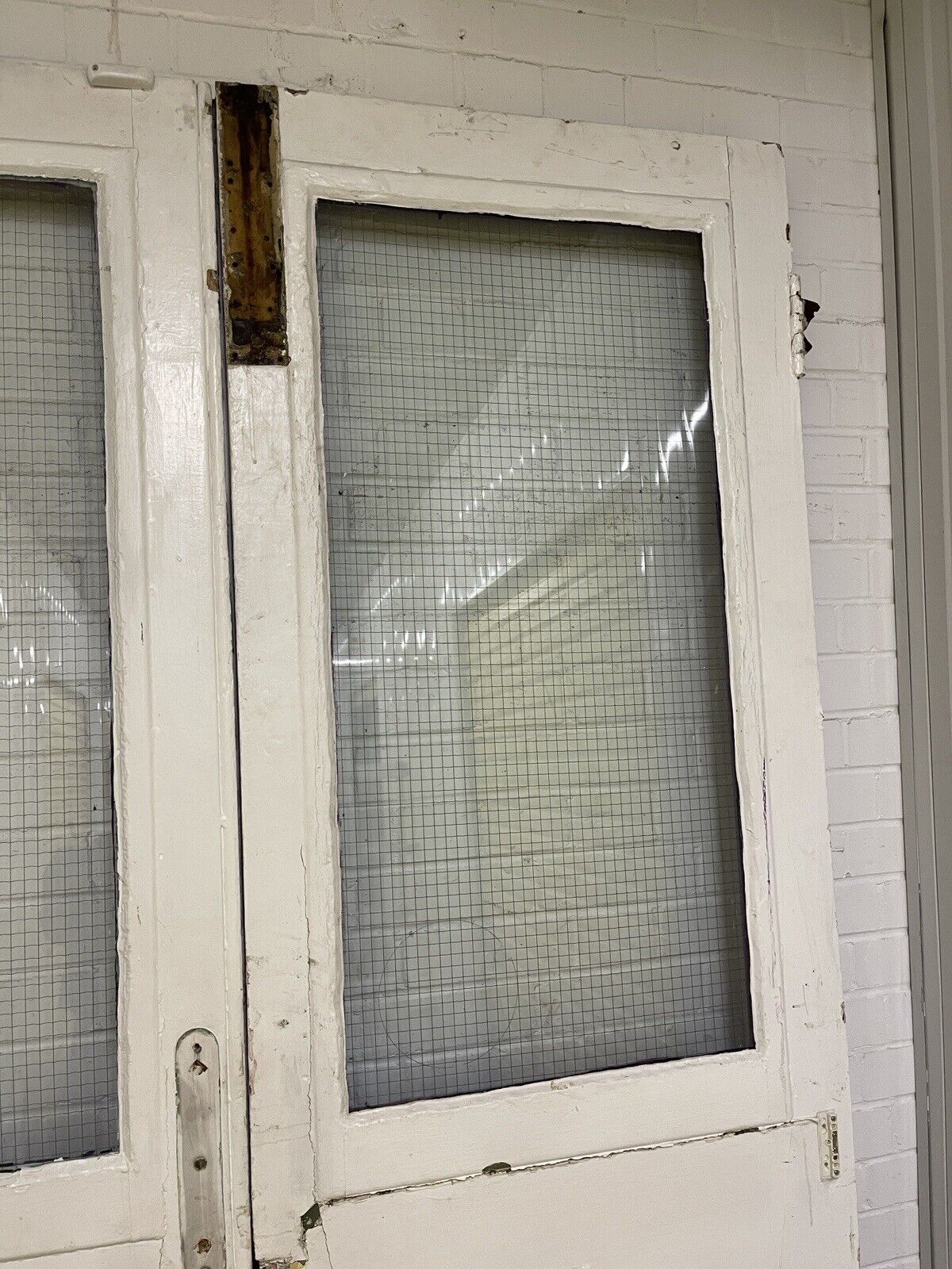 Reclaimed Old Large French Safety Glass Wooden Double Doors 2430 x 1430mm