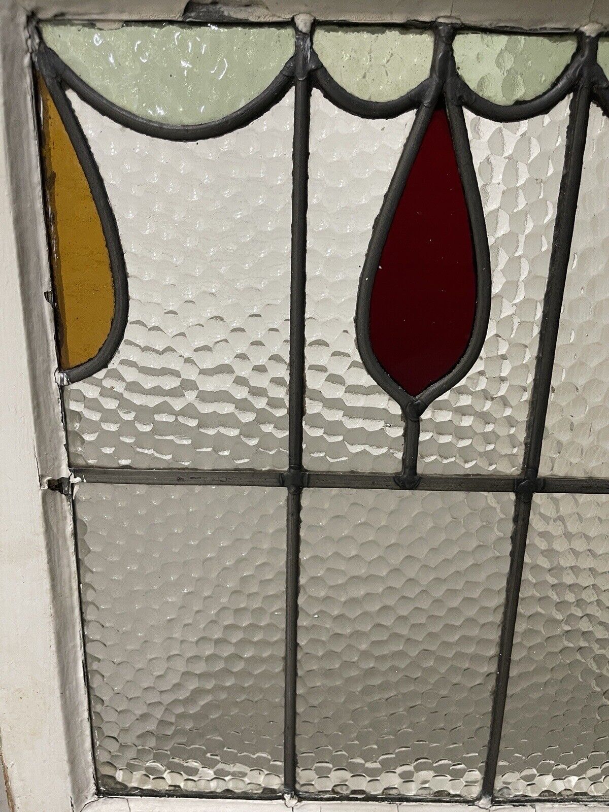 Reclaimed Leaded Light Stained Glass Window Panel 430 x 505mm