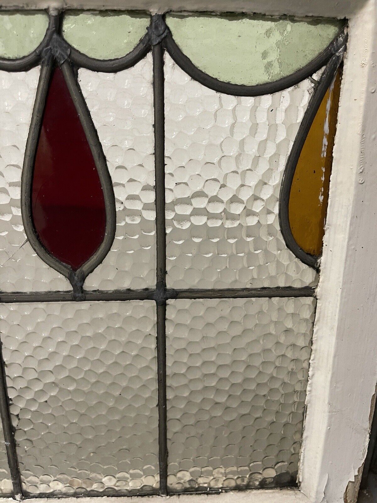 Reclaimed Leaded Light Stained Glass Window Panel 430 x 455mm