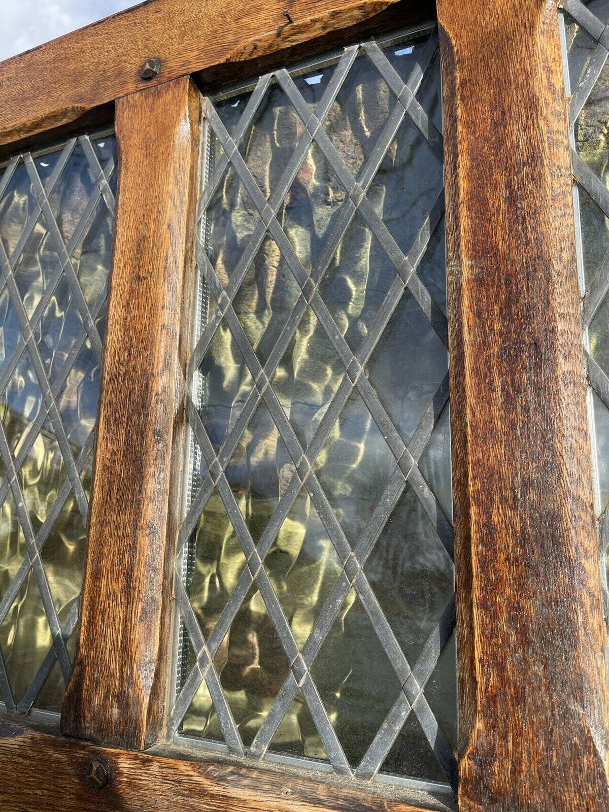 Reclaimed Arts Craft Oak Wooden Front Door Leaded Doubled Glazed 2127 x 910mm