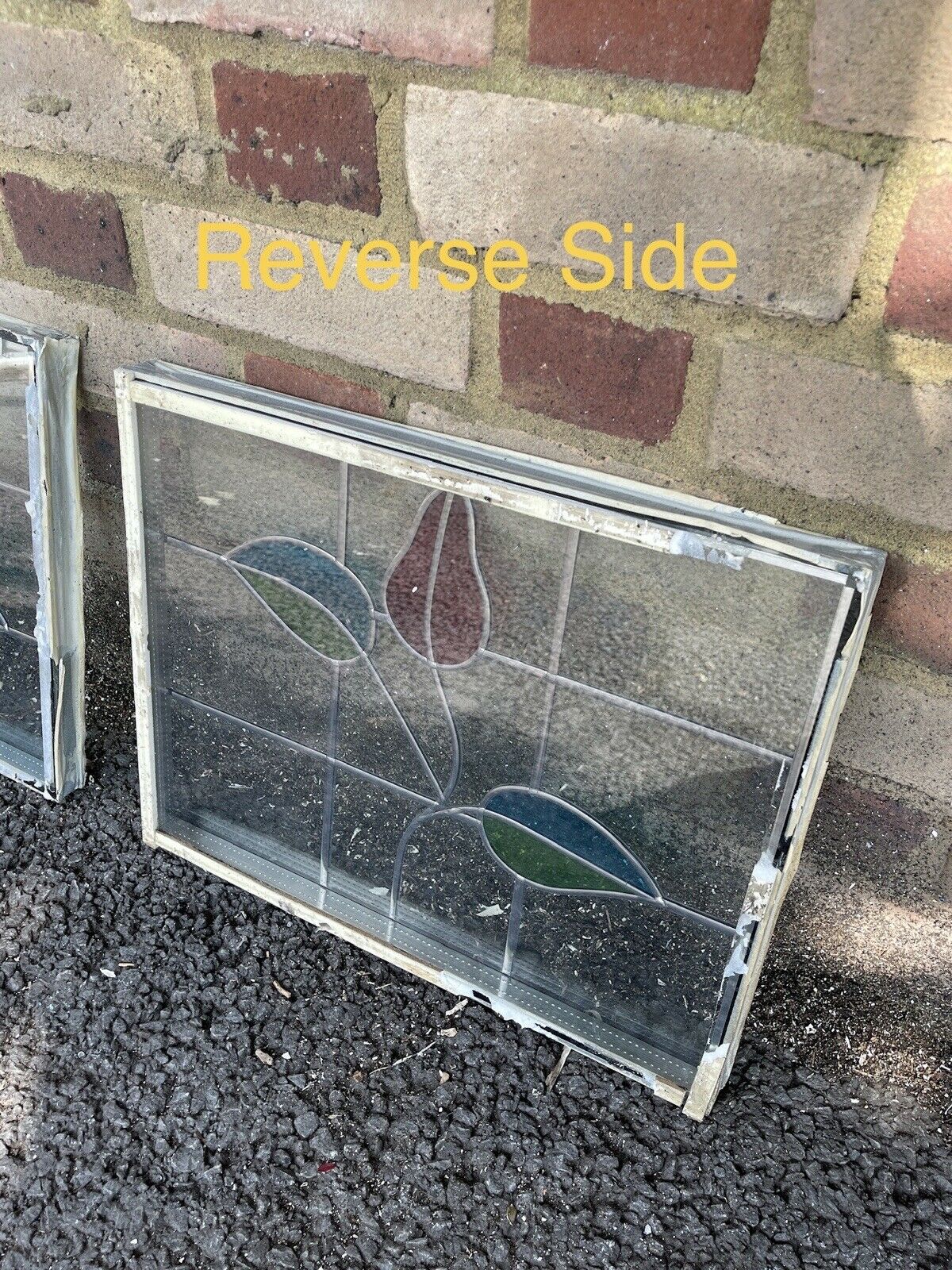 Job Lot Of Three Leaded Light Double Glazed Floral Stained Glass Panels