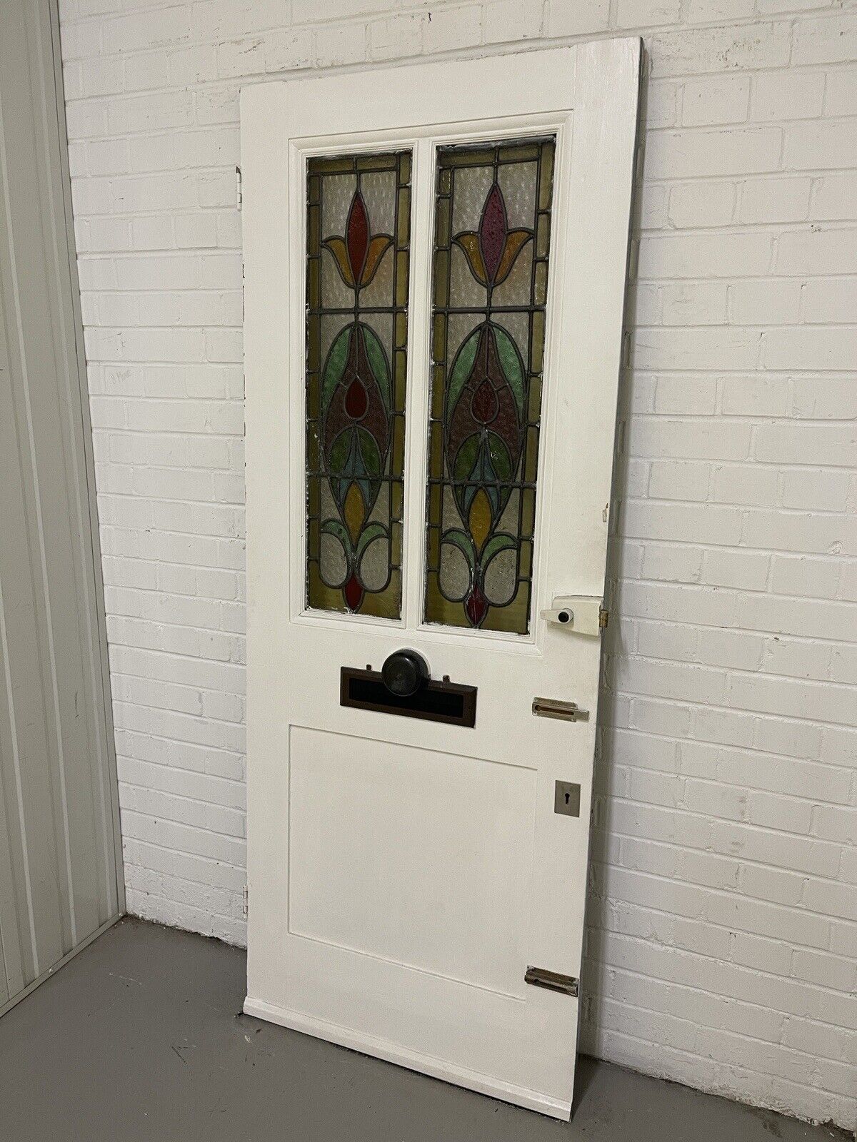 Reclaimed Victorian Edwardian Wooden Panel Stained Glass Front Door 1975 x 760mm