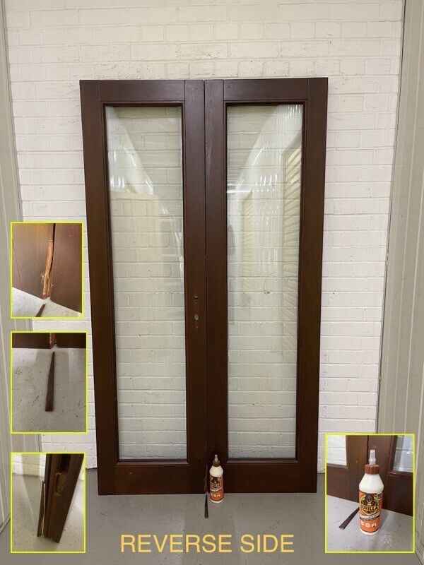 Reclaimed Old French Double Glazed Panel Wooden Double Doors 1975 x 1100mm