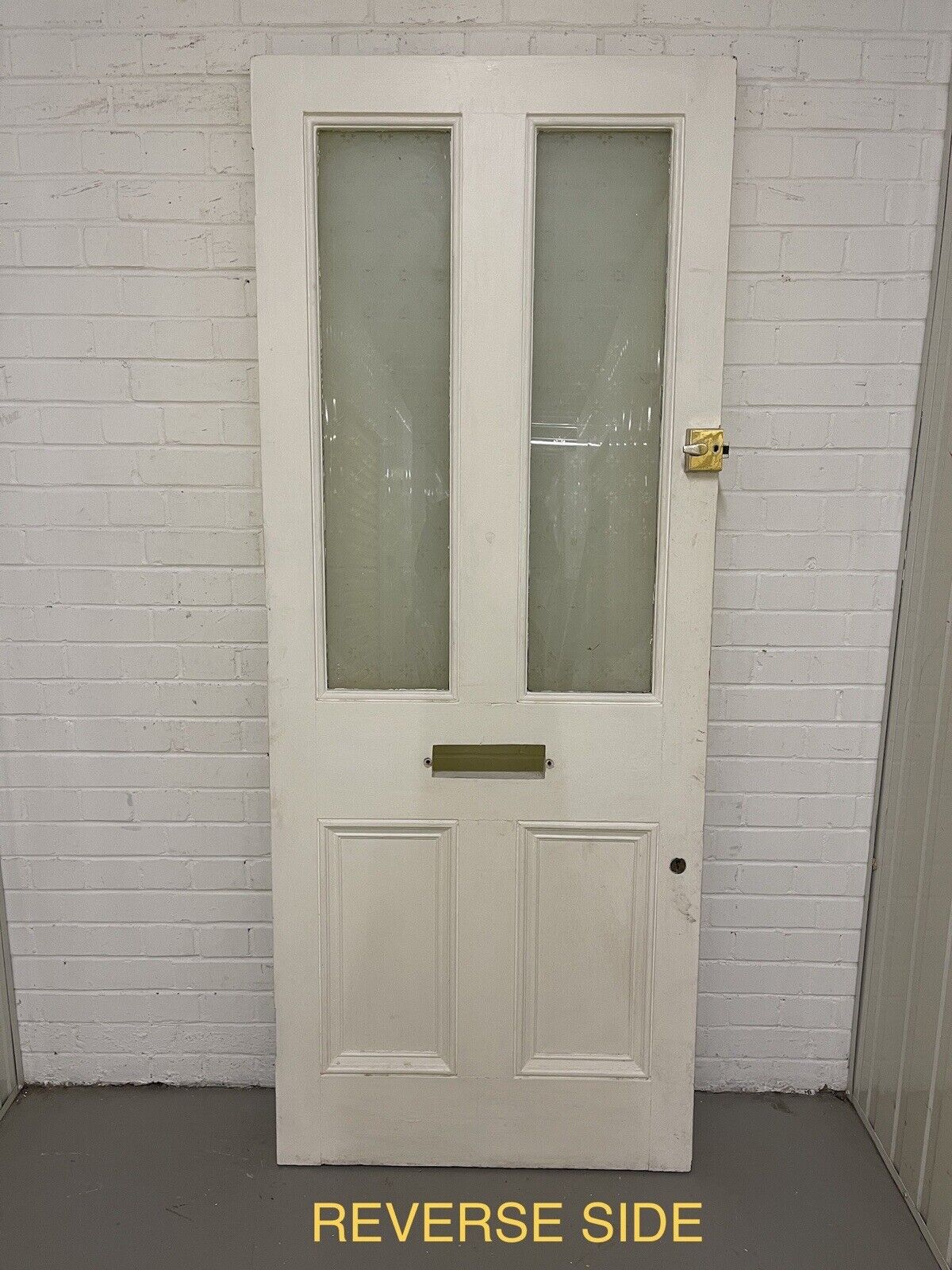 Reclaimed Old Victorian Wooden Panel Front Door Etched Glass 2023mm x 809mm