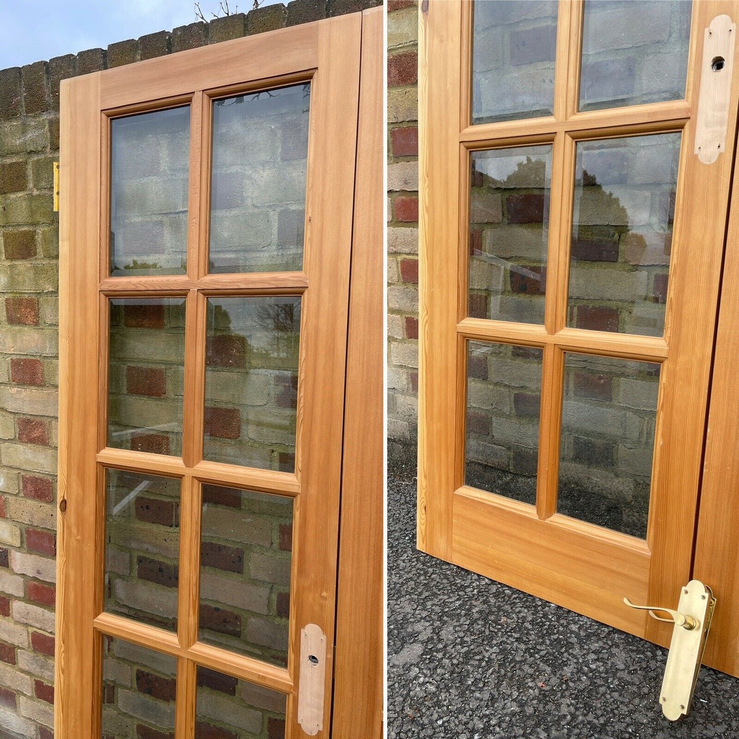 Internal French Bevelled Single Panel Glass Inter Locking Wooden Double Doors