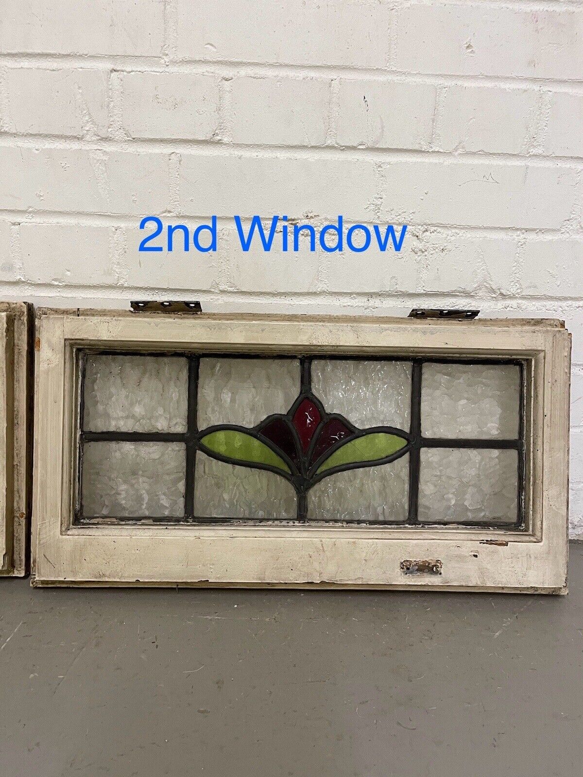 Pair Of Reclaimed Leaded Light Stained Glass Art Nouveau Window Panels
