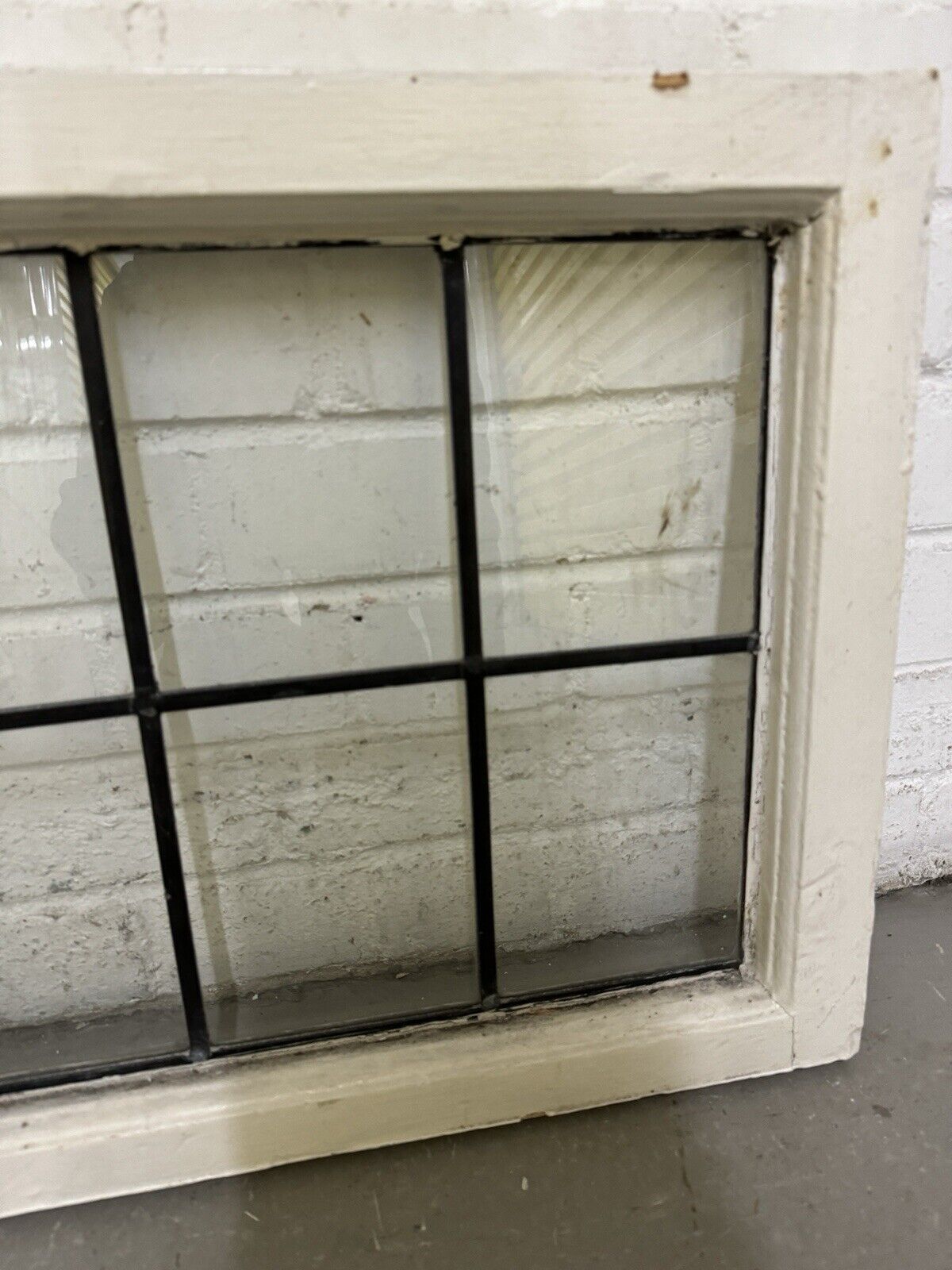 Pair Of Reclaimed Old Leaded Light Panel Wooden Windows 635 x 440mm