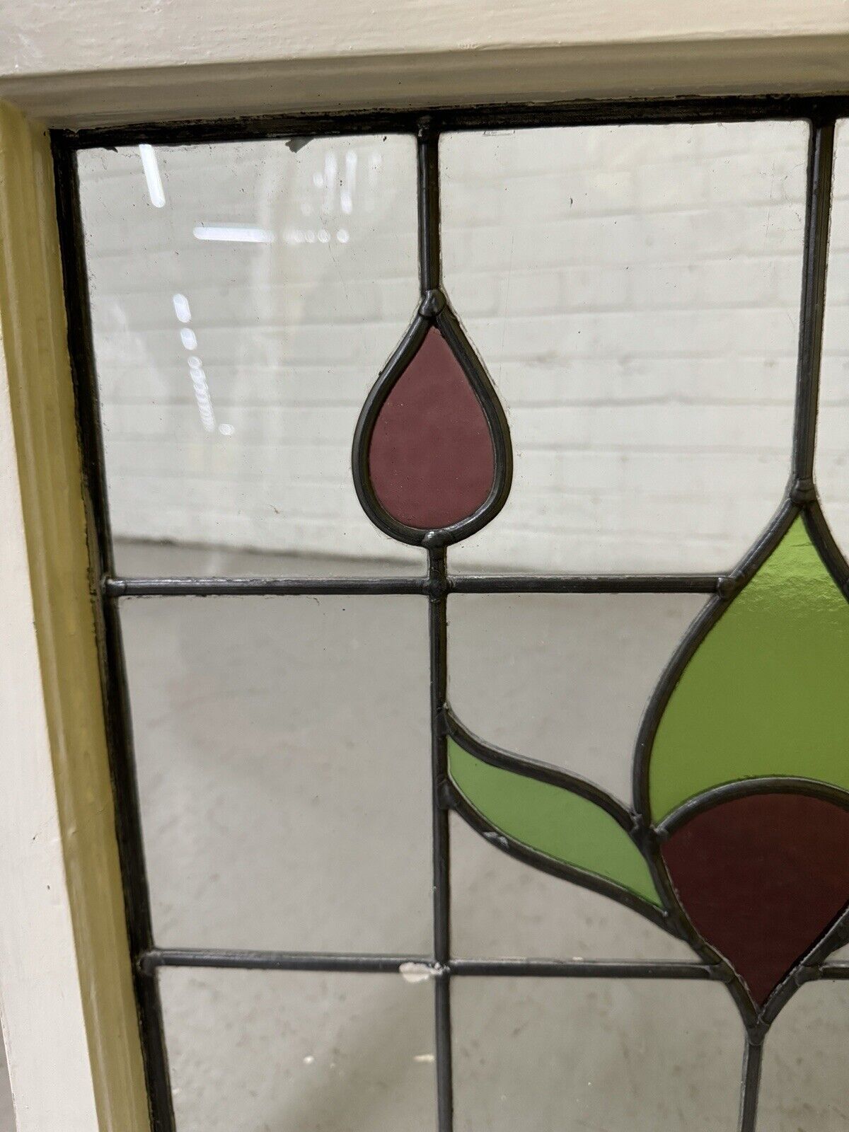 Pair Of Reclaimed Leaded Light Stained Glass Window Panels 602 x 575mm 602 x 580