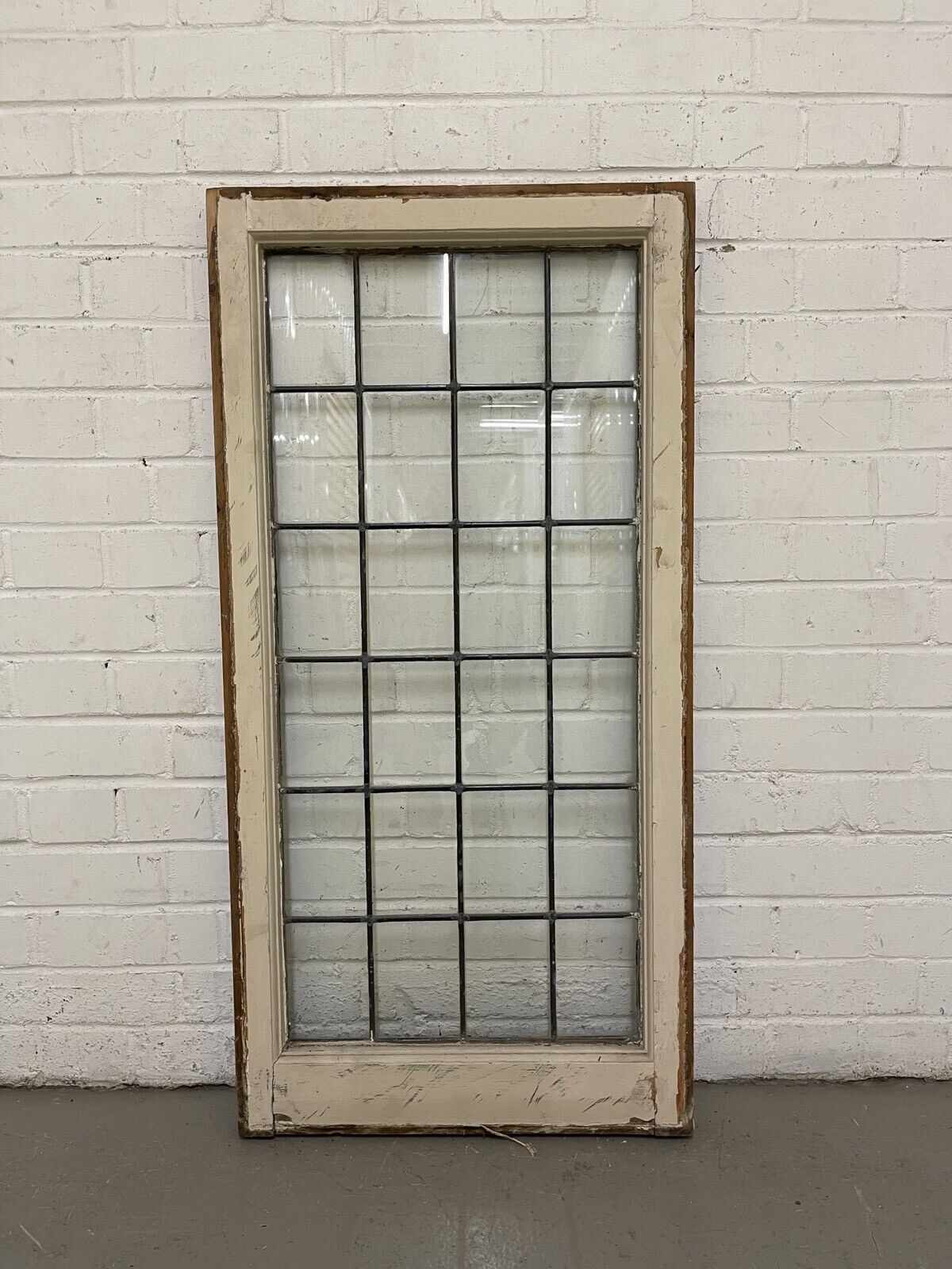 Reclaimed Old Leaded Light Panel Wooden Window 520 x 1050mm