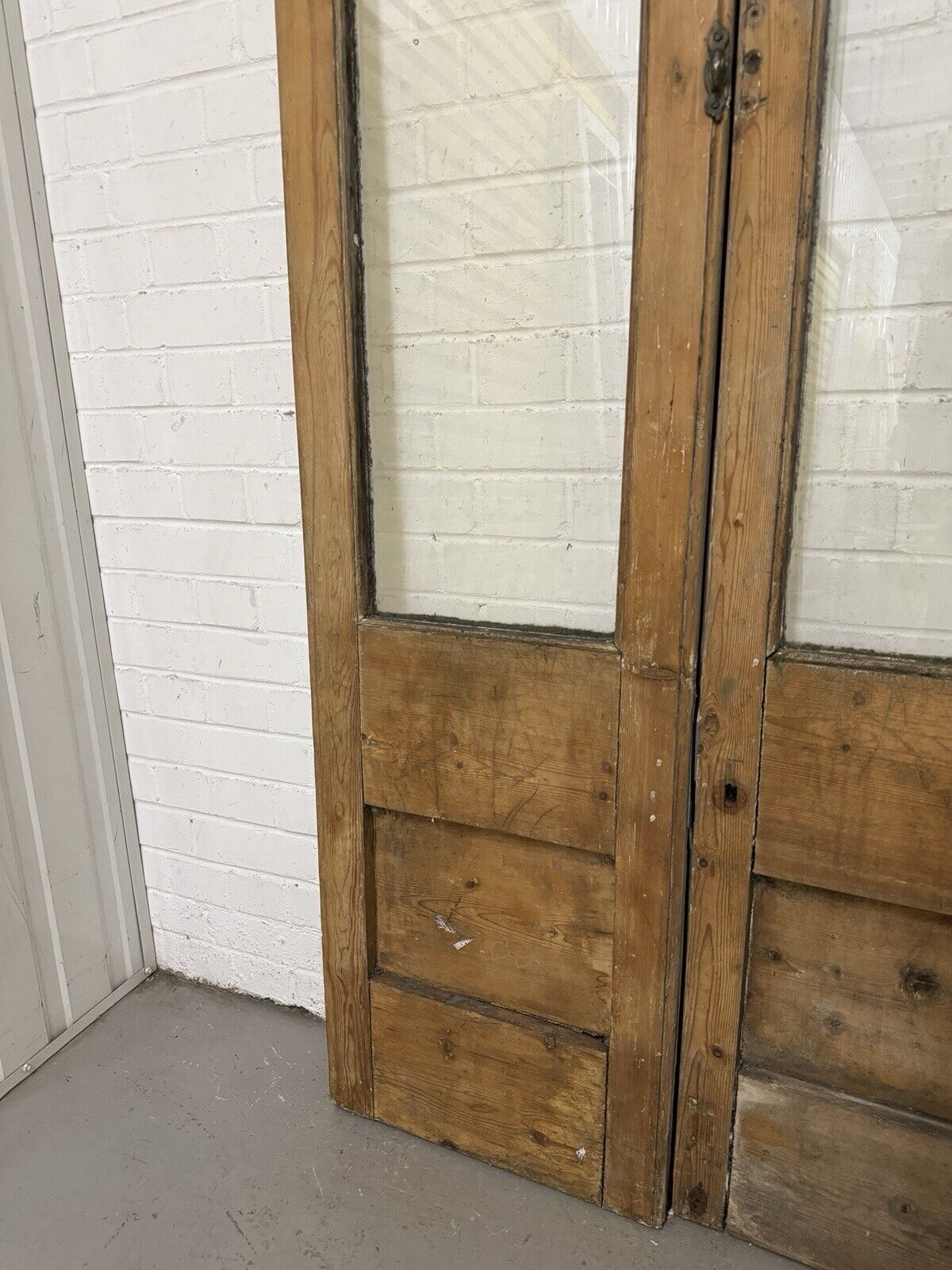 Reclaimed French Single Panel Glass Wooden Double Doors 1975 x 923mm