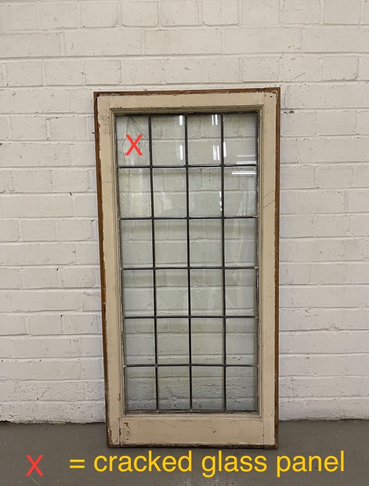 Reclaimed Old Leaded Light Panel Wooden Window 520 x 1050mm