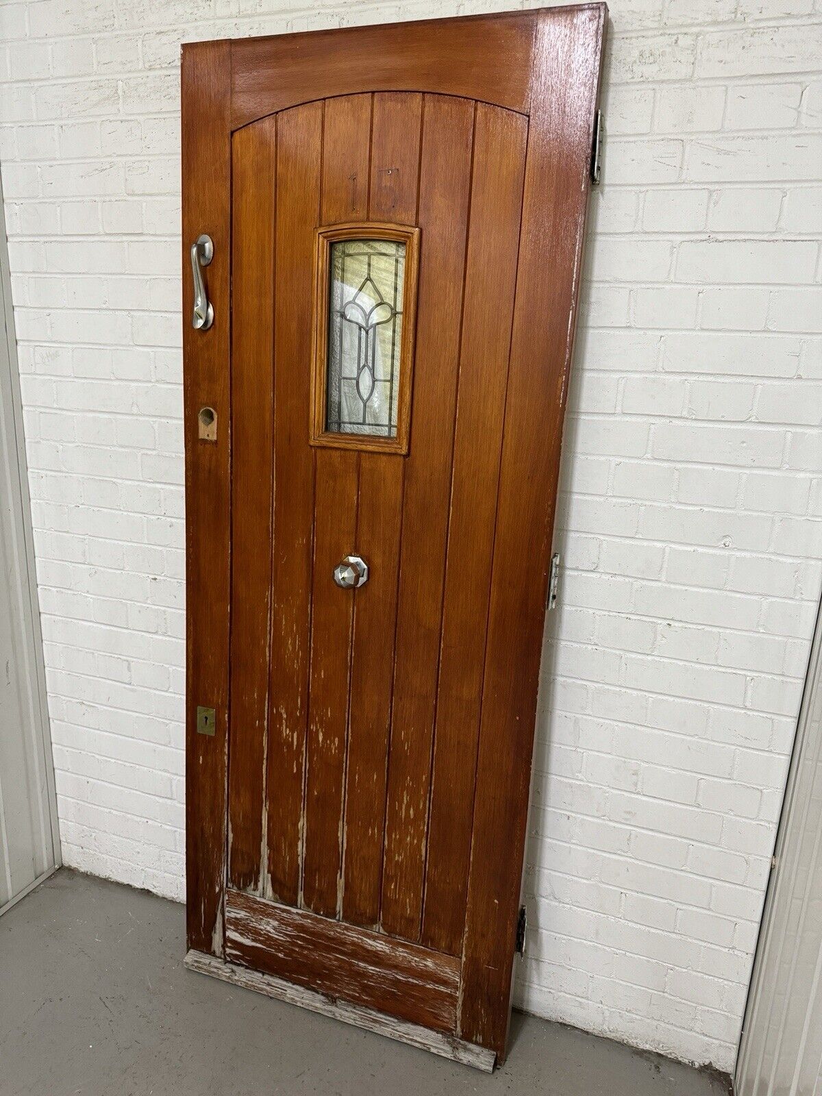 Reclaimed Style Leaded Light Oak Veneer Wooden Panel Front Door 2030 x 810mm