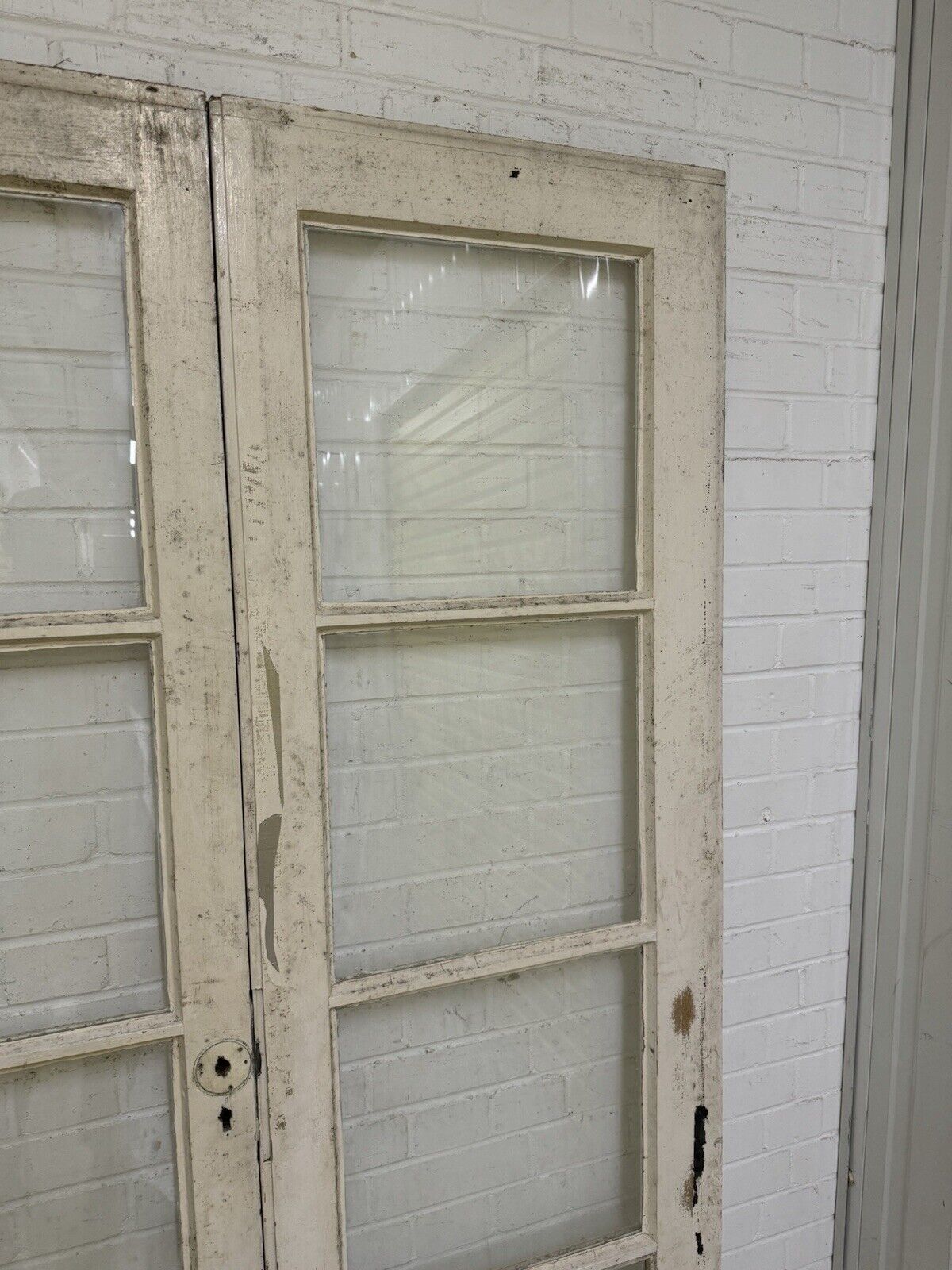 Reclaimed French Single Panel Glass Wooden Double Doors 2020 or 2000mm x 1215mm