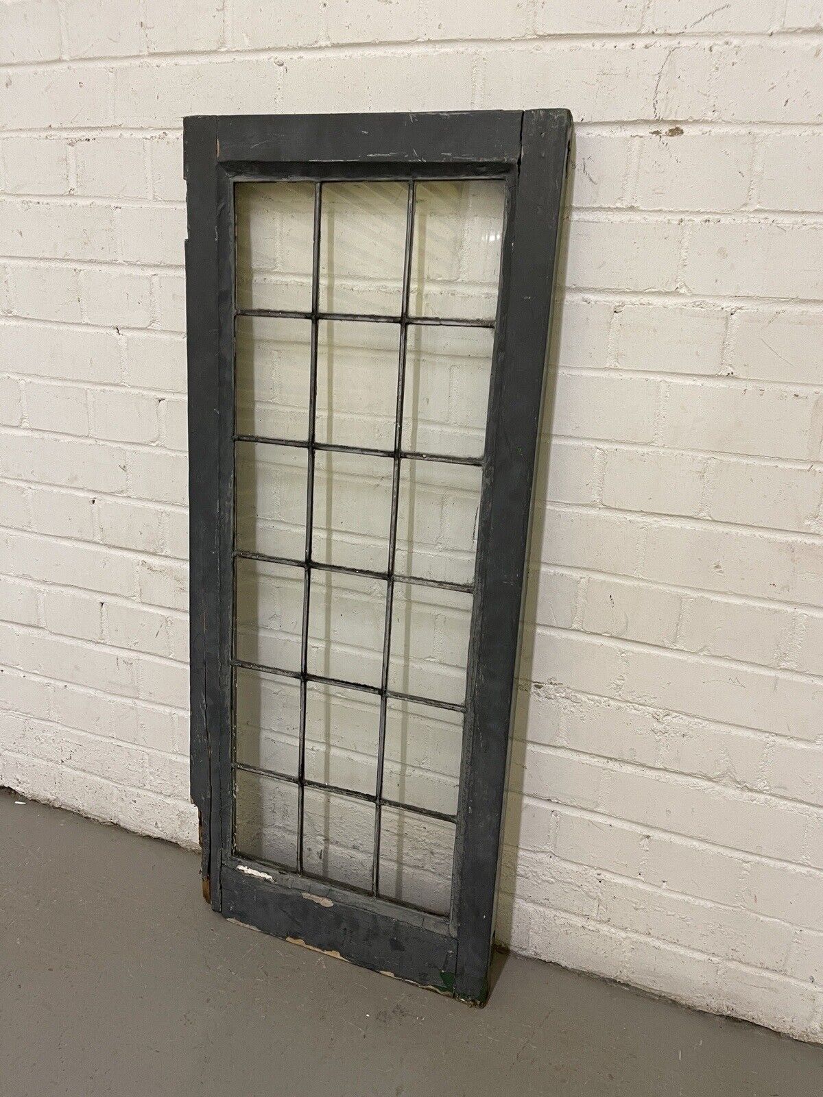 Reclaimed Old Leaded Light Panel Wooden Window 425 x 1010mm