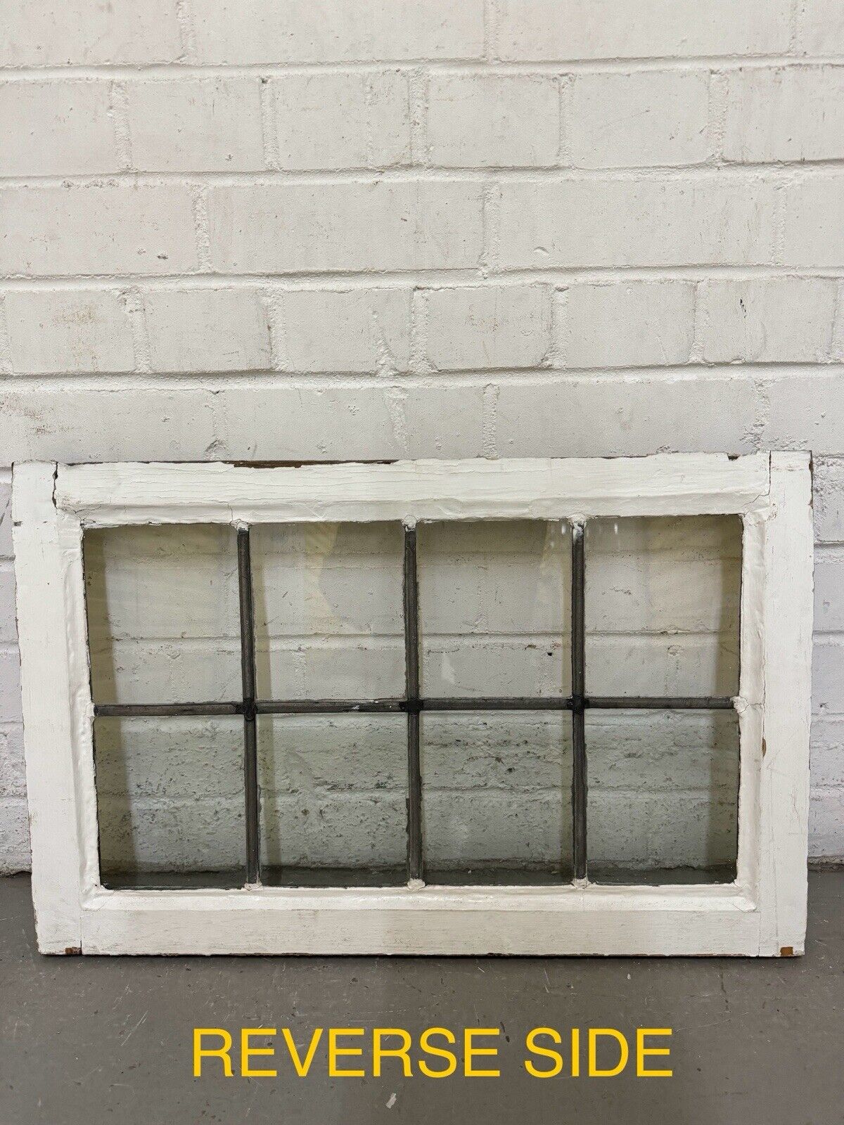 Pair Of Reclaimed Old Leaded Light Panel Wooden Windows 635 x 400mm 640 x 405mm