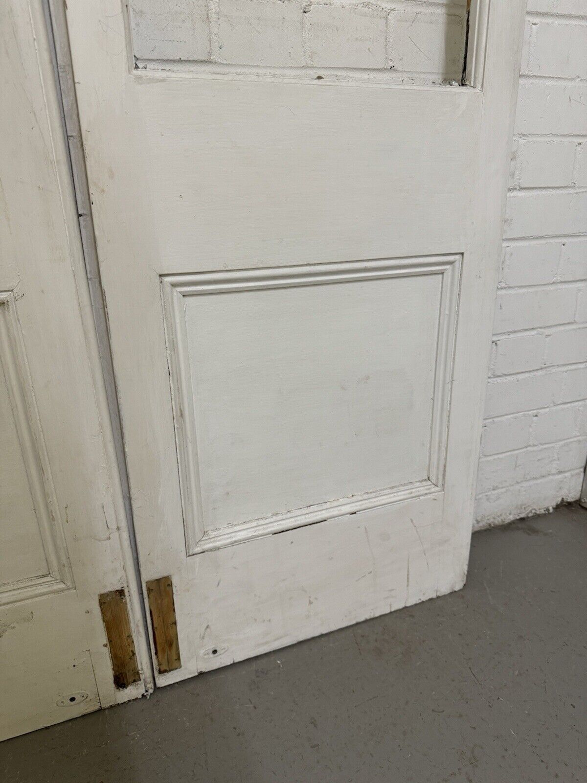 Reclaimed French Single Panel Glass Wooden Double Doors 2120 x 1060mm