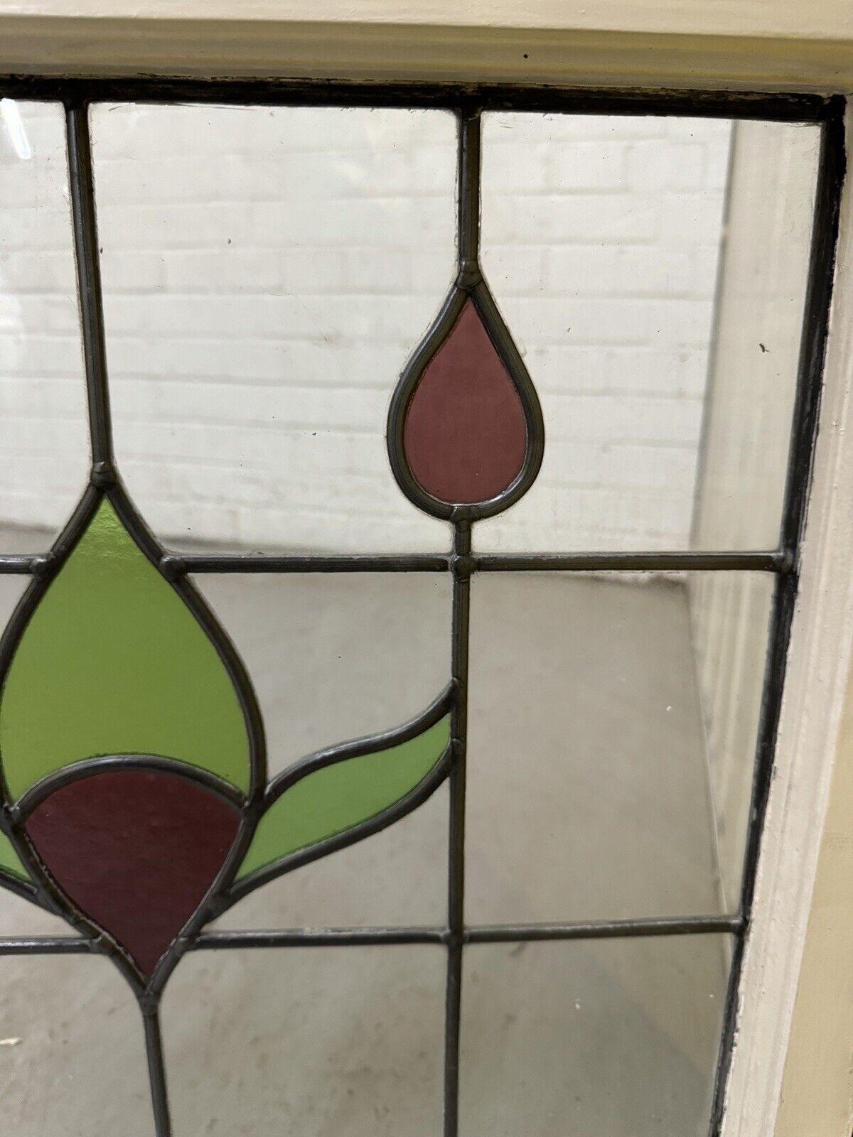 Pair Of Reclaimed Leaded Light Stained Glass Window Panels 602 x 575mm 602 x 580