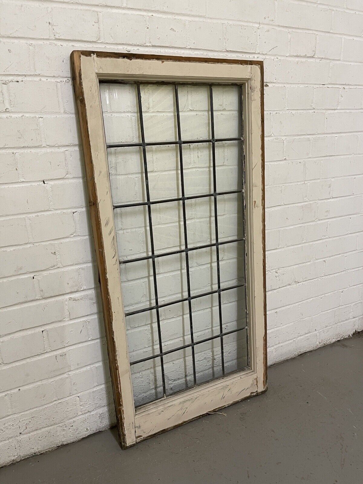 Reclaimed Old Leaded Light Panel Wooden Window 520 x 1050mm