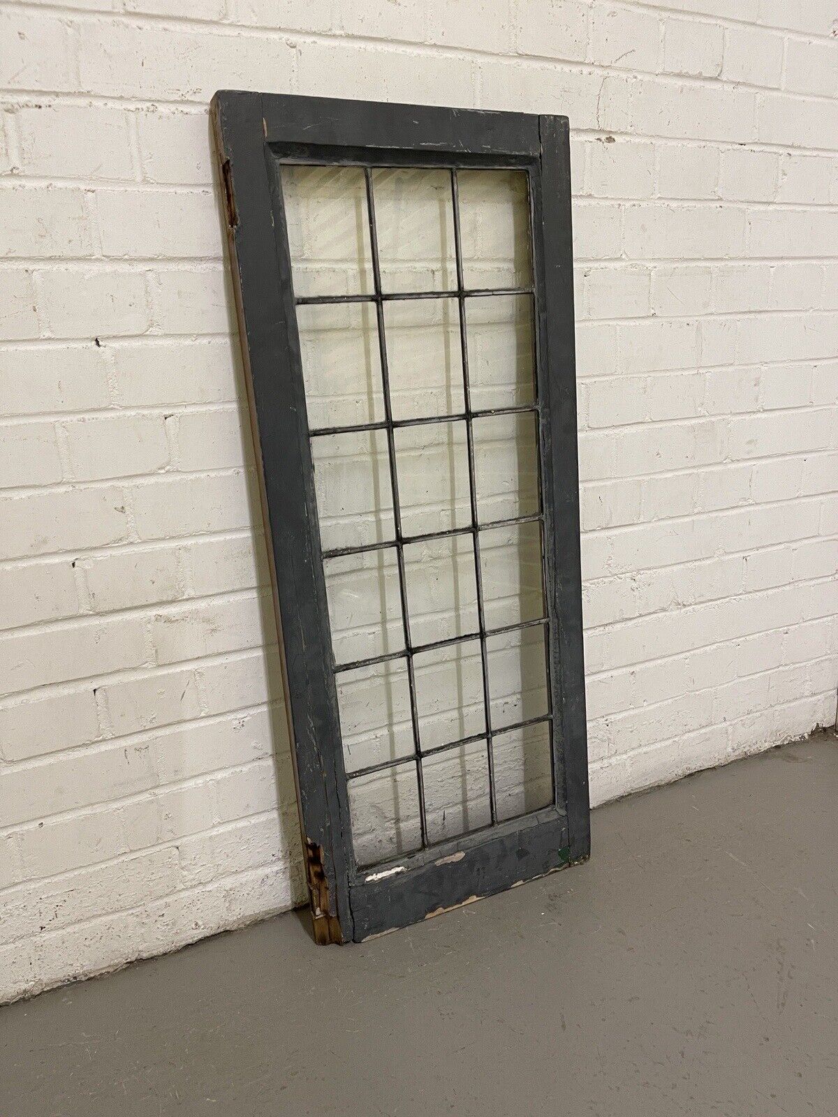 Reclaimed Old Leaded Light Panel Wooden Window 425 x 1010mm