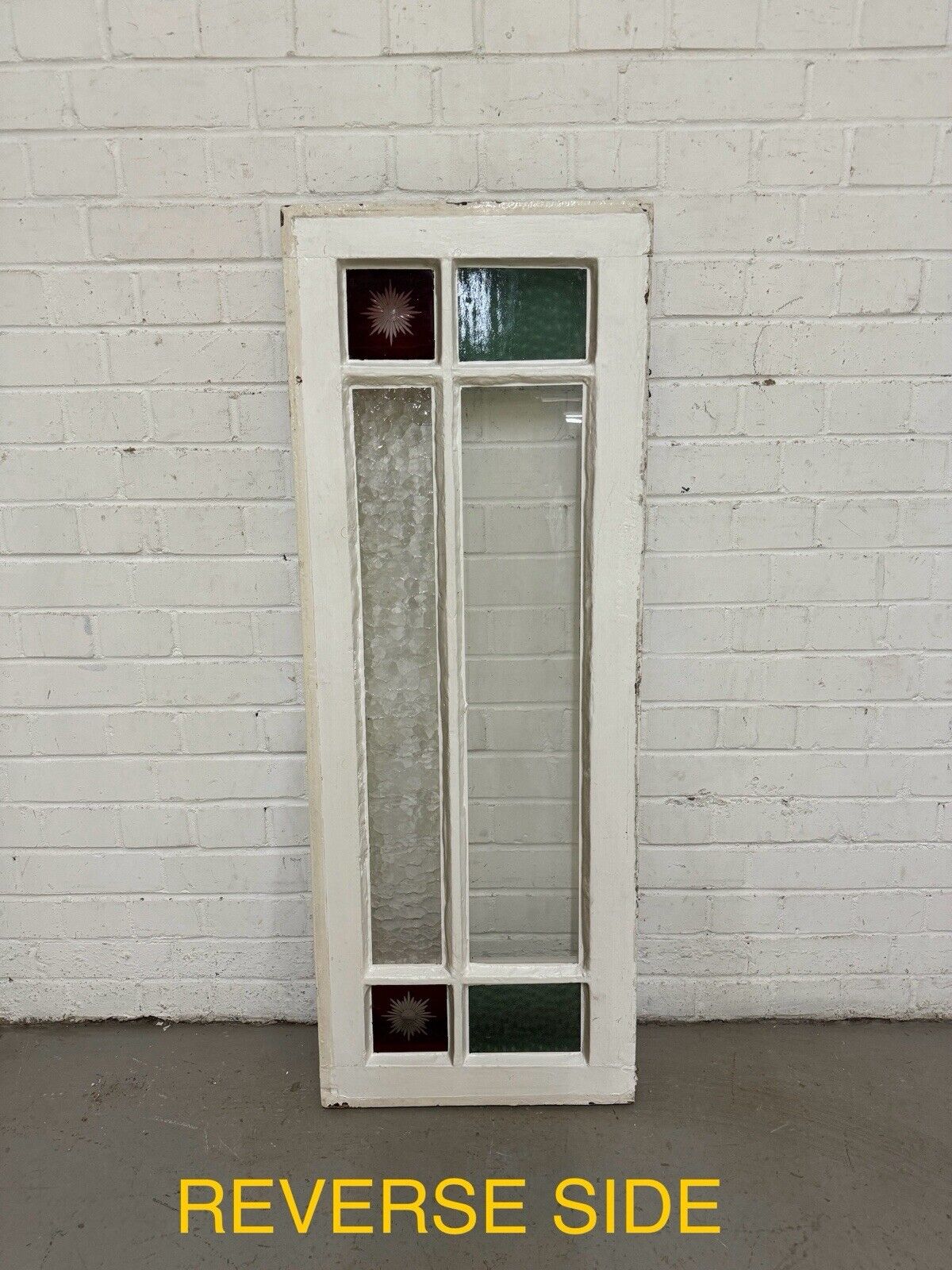 Reclaimed Old Edwardian Panel Wooden Window With Glory Star glass 1215 x 455mm