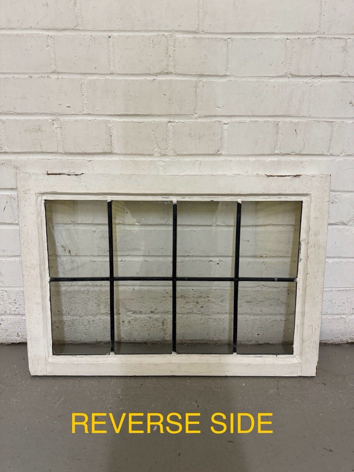 Pair Of Reclaimed Old Leaded Light Panel Wooden Windows 635 x 440mm