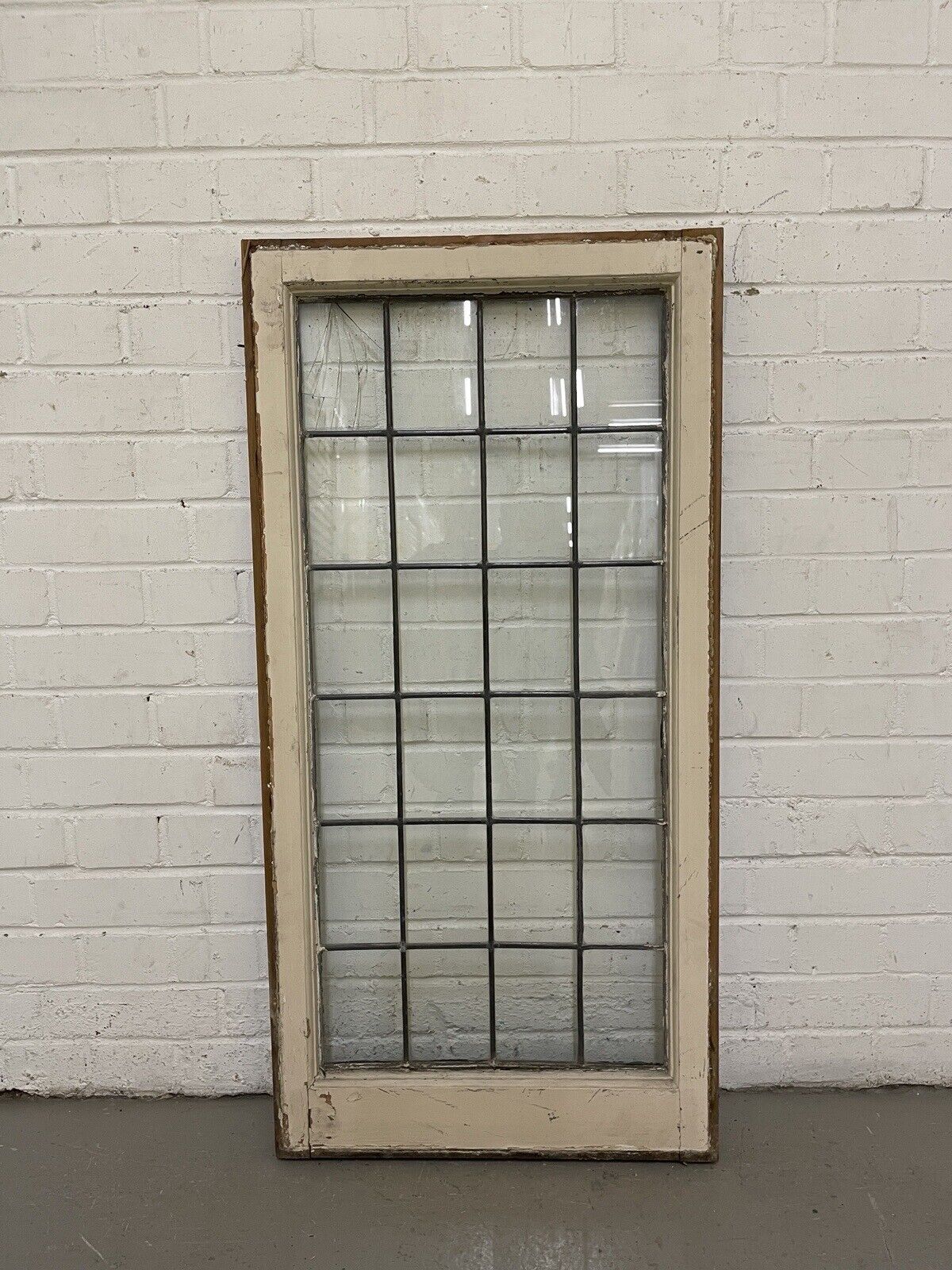 Reclaimed Old Leaded Light Panel Wooden Window 520 x 1050mm