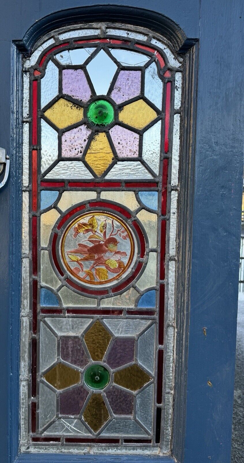 Reclaimed Edwardian Stained Glass Wooden Panel Front Door 2110 or 2100mm x 910mm