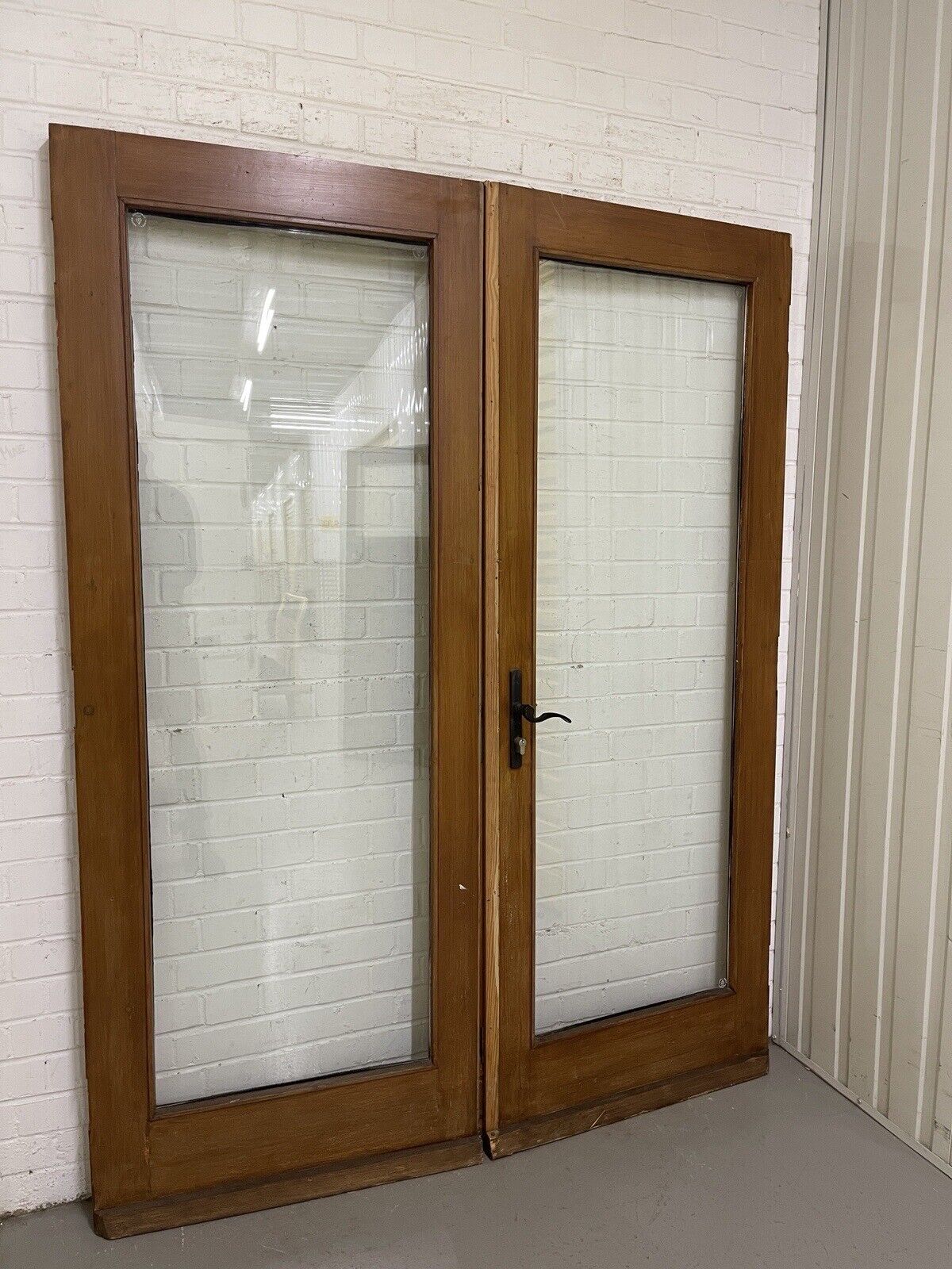 Reclaimed French Double Glazed Glass Wooden Double Doors 1953mm x 1520mm