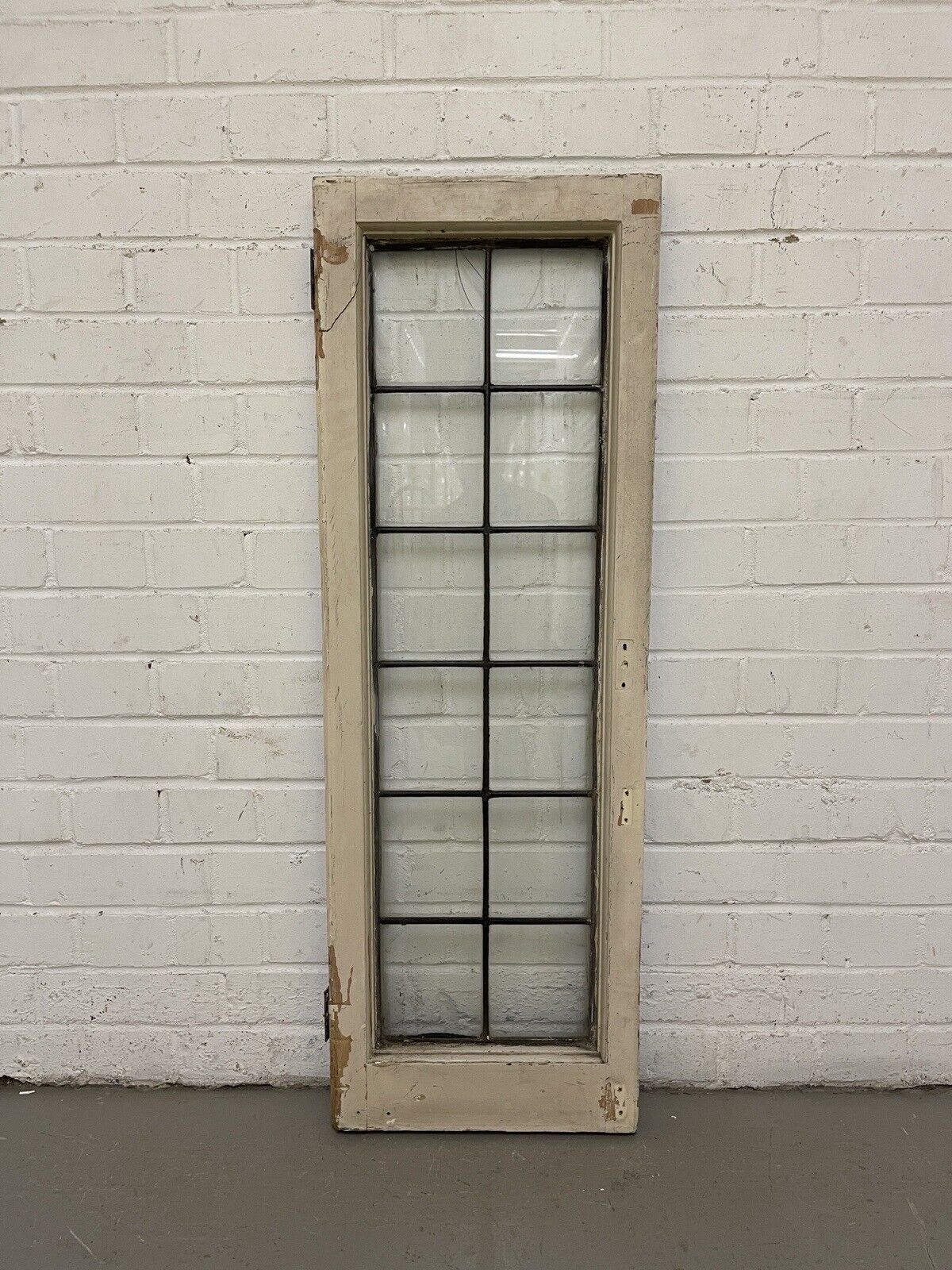 Reclaimed Old Leaded Light Panel Wooden Window 360 x 1050mm