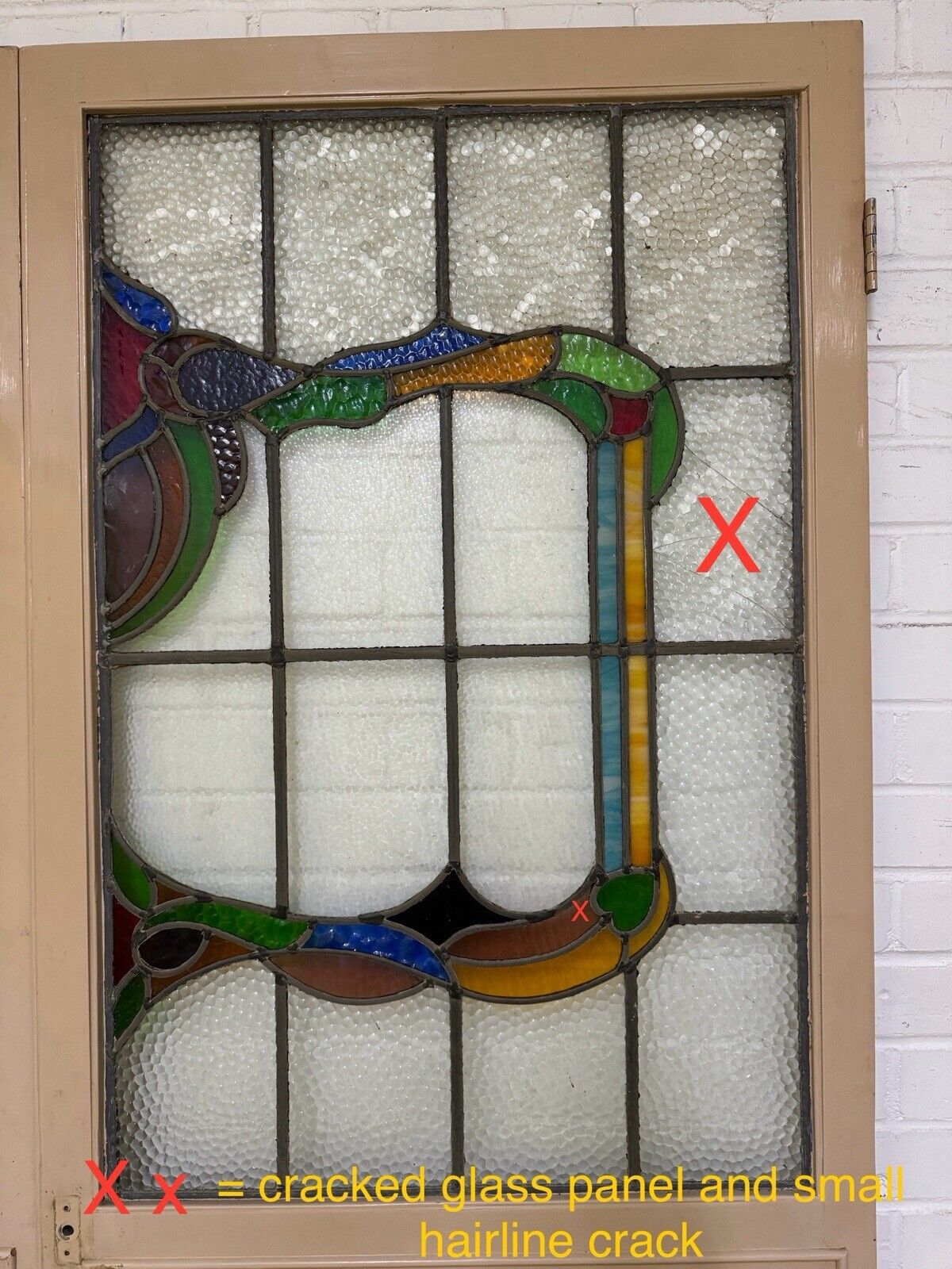 Reclaimed French Victorian Stained Glass Double Doors 2183 Or 2190mm x 1432mm