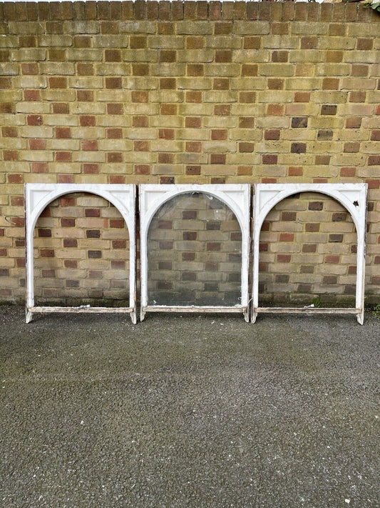 Job Lot of 3 Reclaimed Old Edwardian Arch Wooden Sash Windows 760 x 957mm